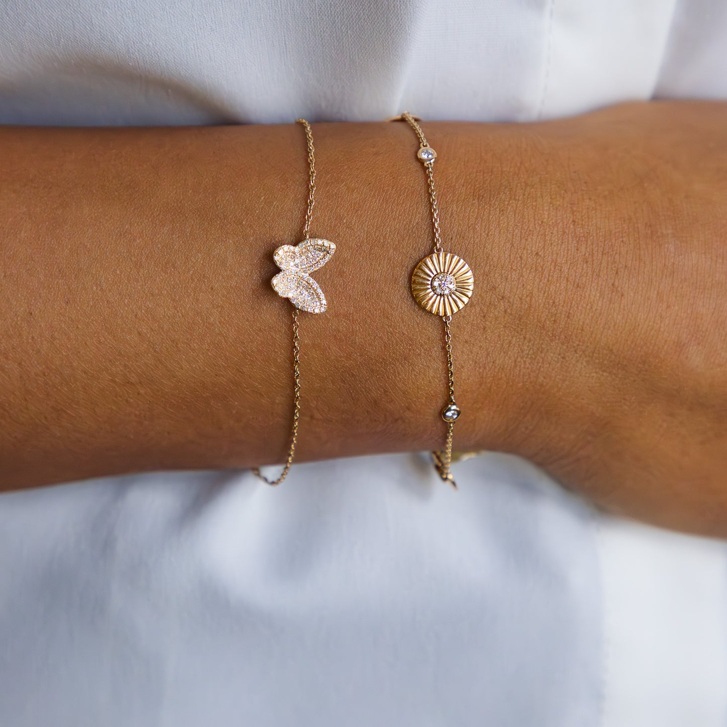 Unique Diamond Station Bracelet in 14kt Gold from Alexandra Marks Jewelry