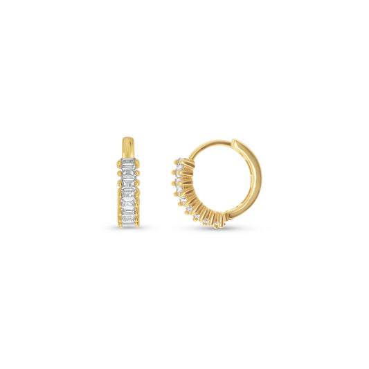 Gold Baguette Huggie Hoop Earrings - Alexandra Marks Jewelry