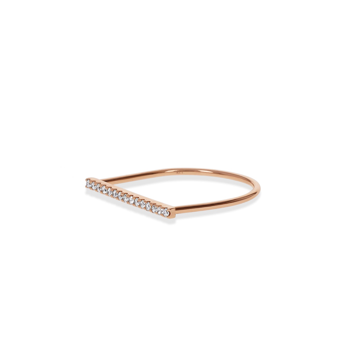 Rose Gold Modern Thin Diamond Bar Ring from Alexandra Marks Jewelry