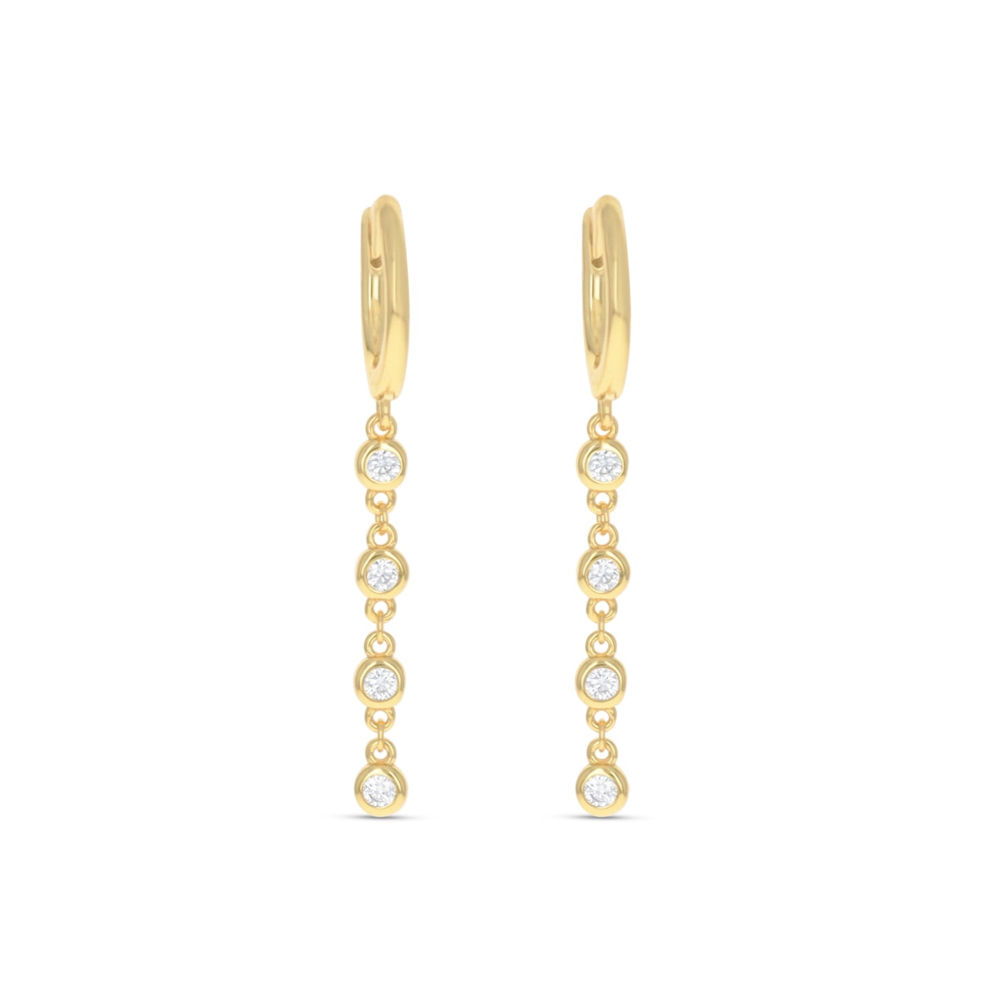 CZ Drop Hoop Earrings in Gold from Alexandra Marks Jewelry