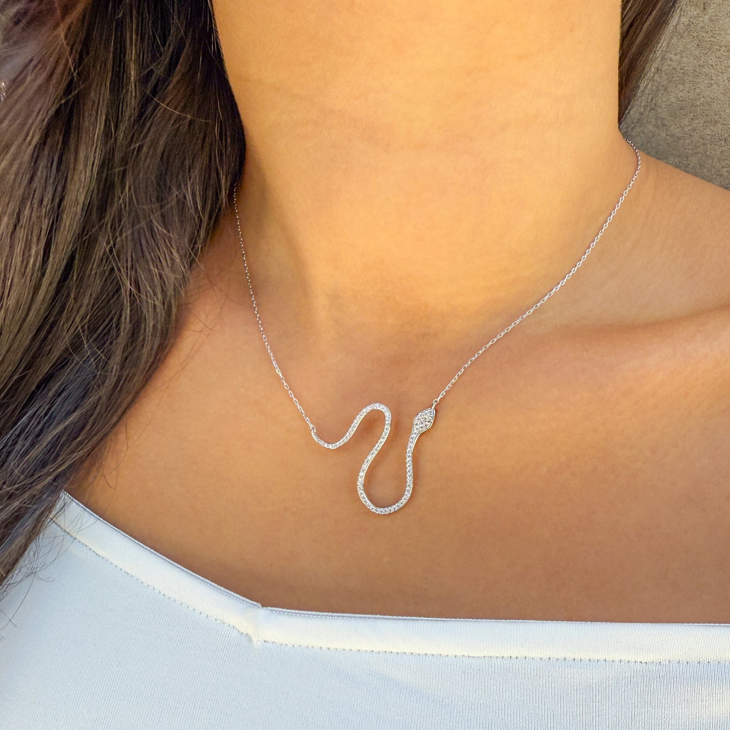 Silver Snake Statement Necklace