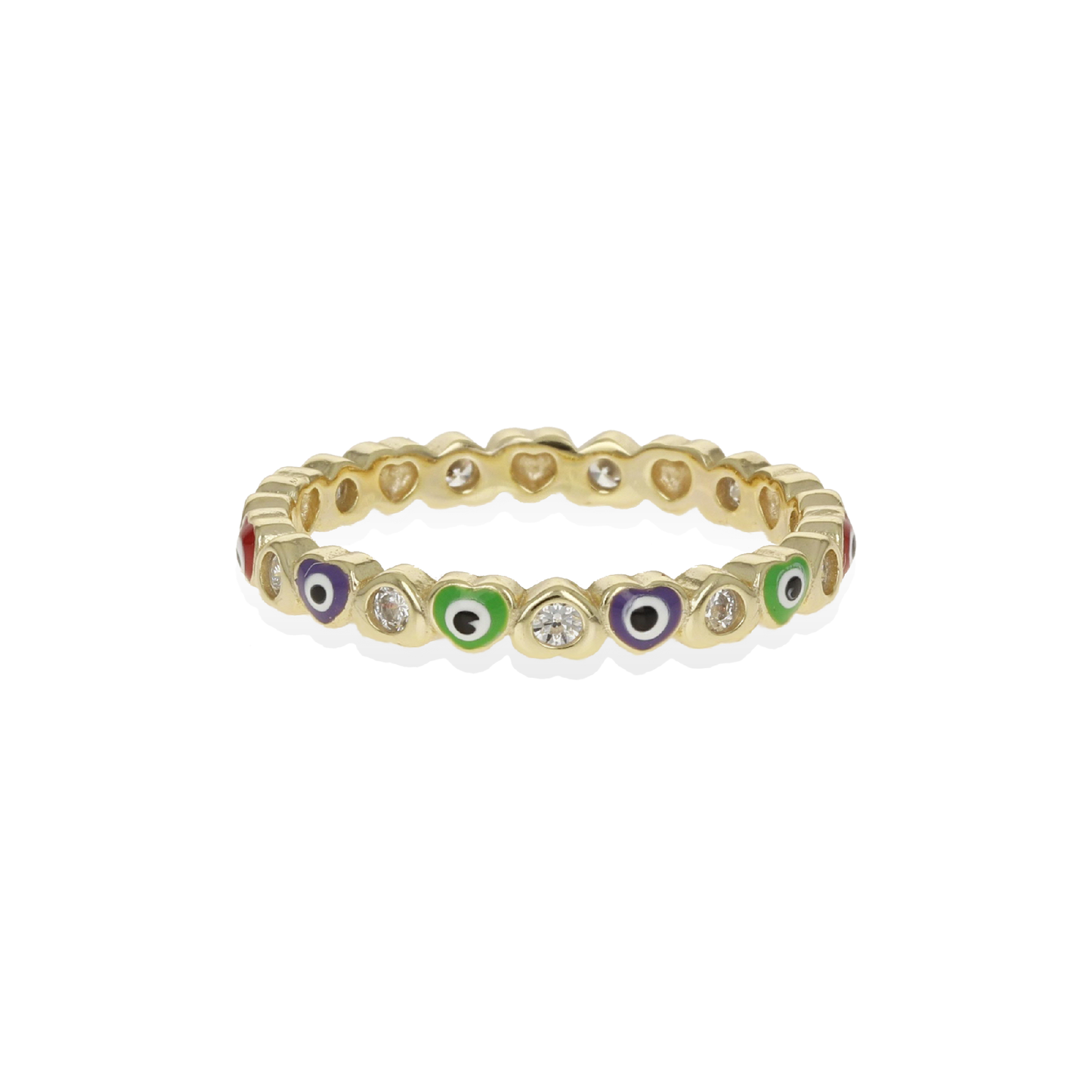 Color Evil Eye Heart Stacking Ring in Gold from Alexandra Marks Jewelry