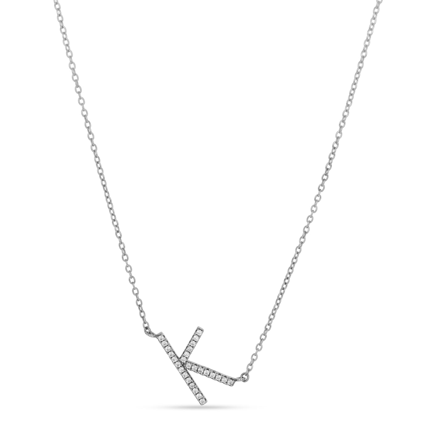 CZ Letter K Silver Initial Necklace under $50