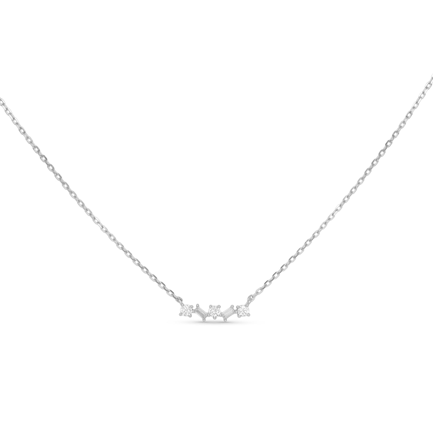 CZ Bar Necklace in Silver