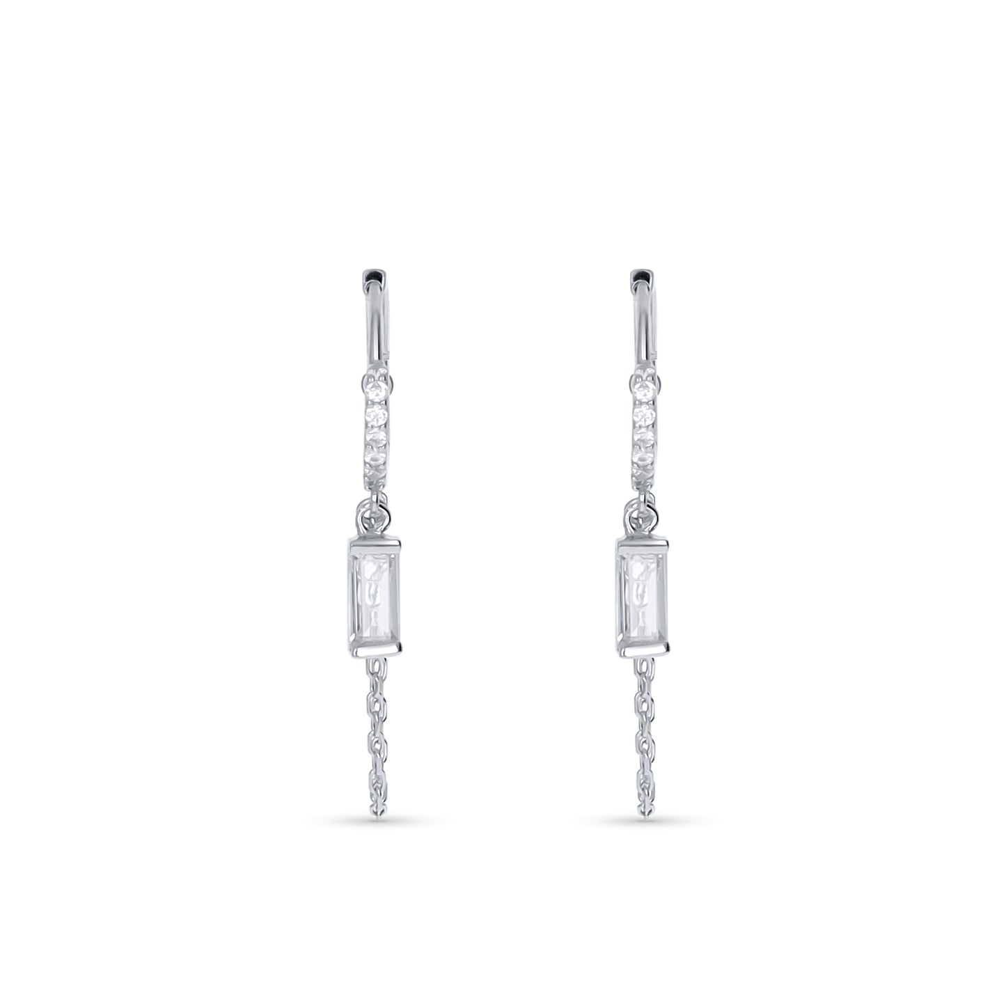 Baguette Charm Huggie Hoop Earrings from Alexandra Marks Jewelry.