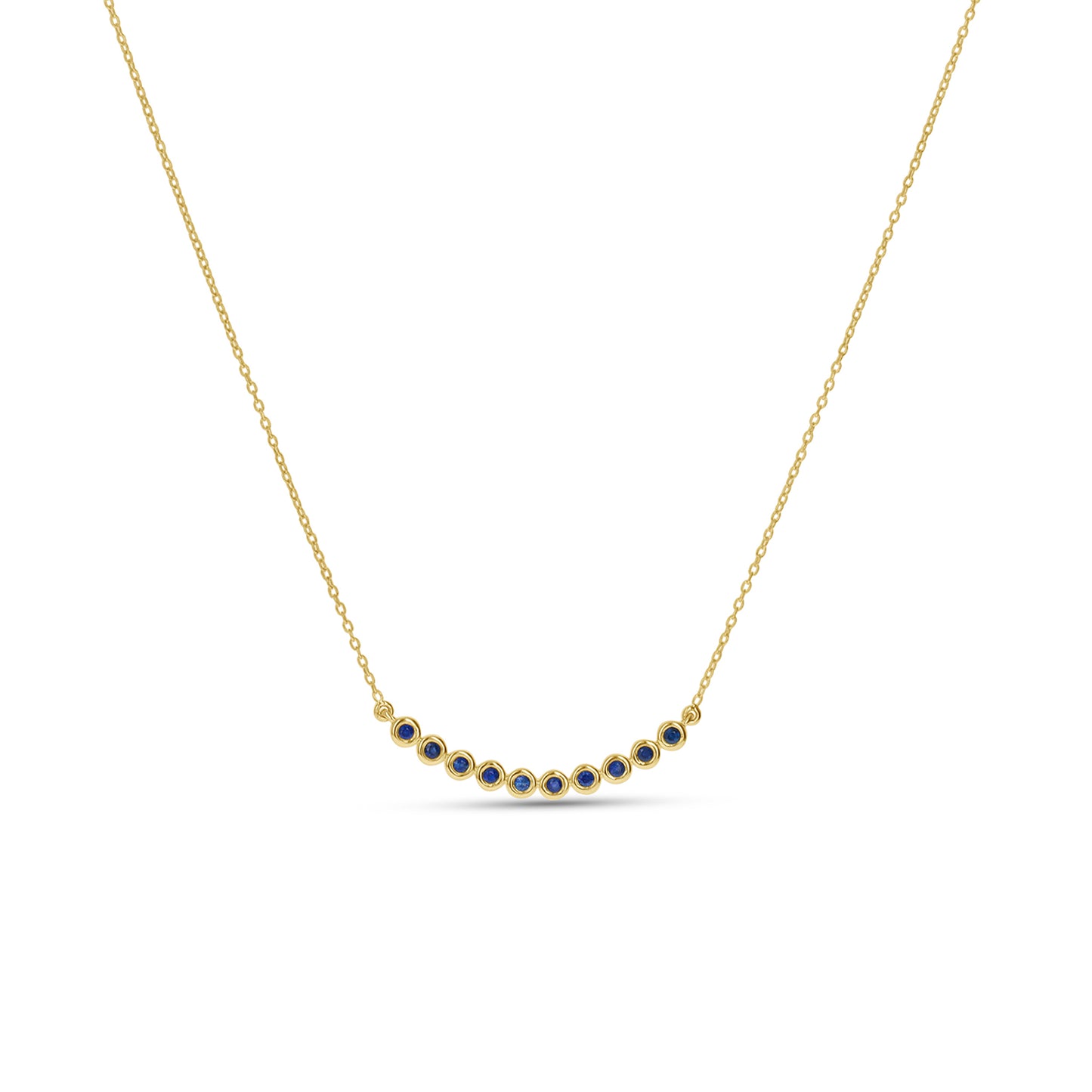 Sapphire Gemstone Bar Necklace in Yellow Gold