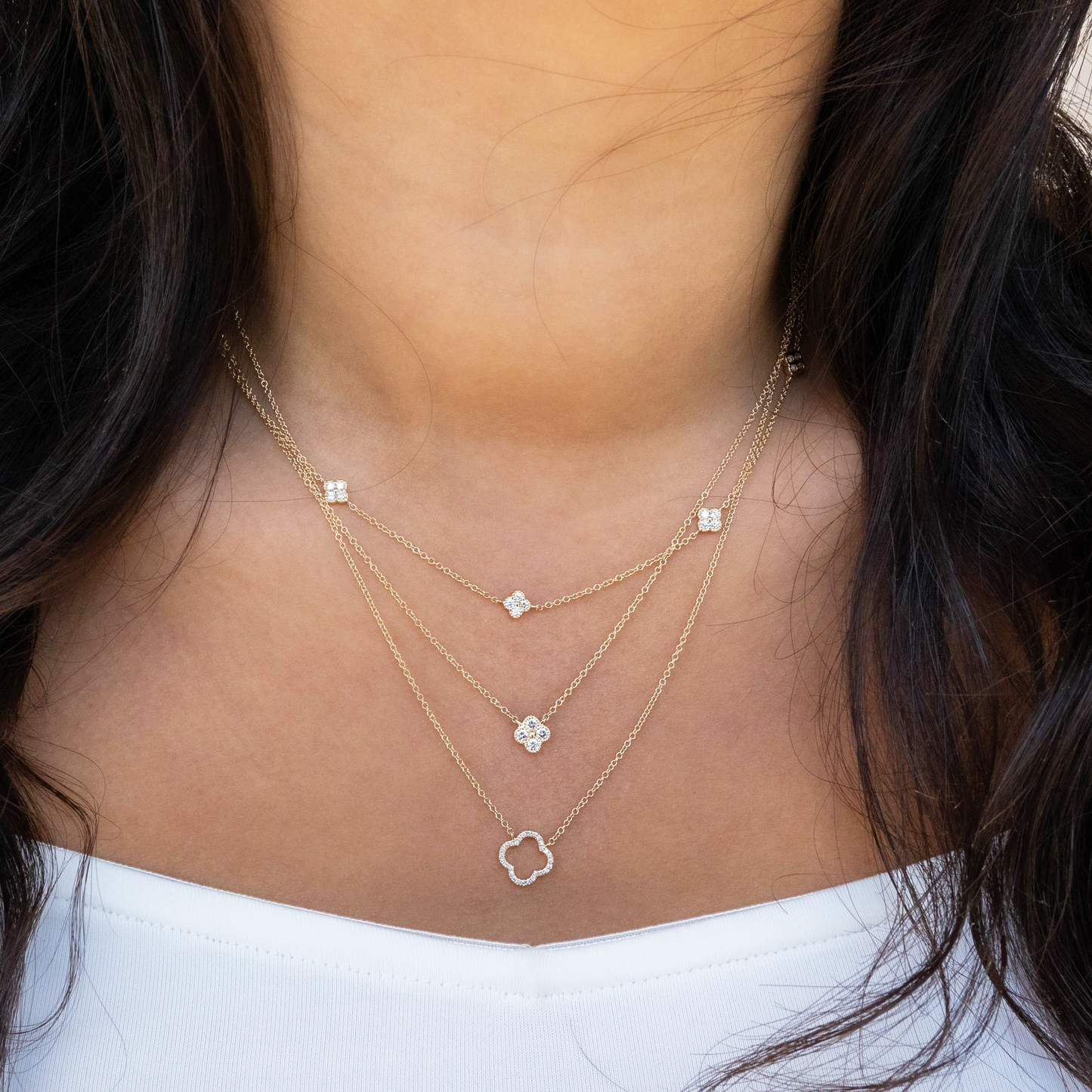 Petite Diamond Clover Necklace from Alexandra Marks Jewelry