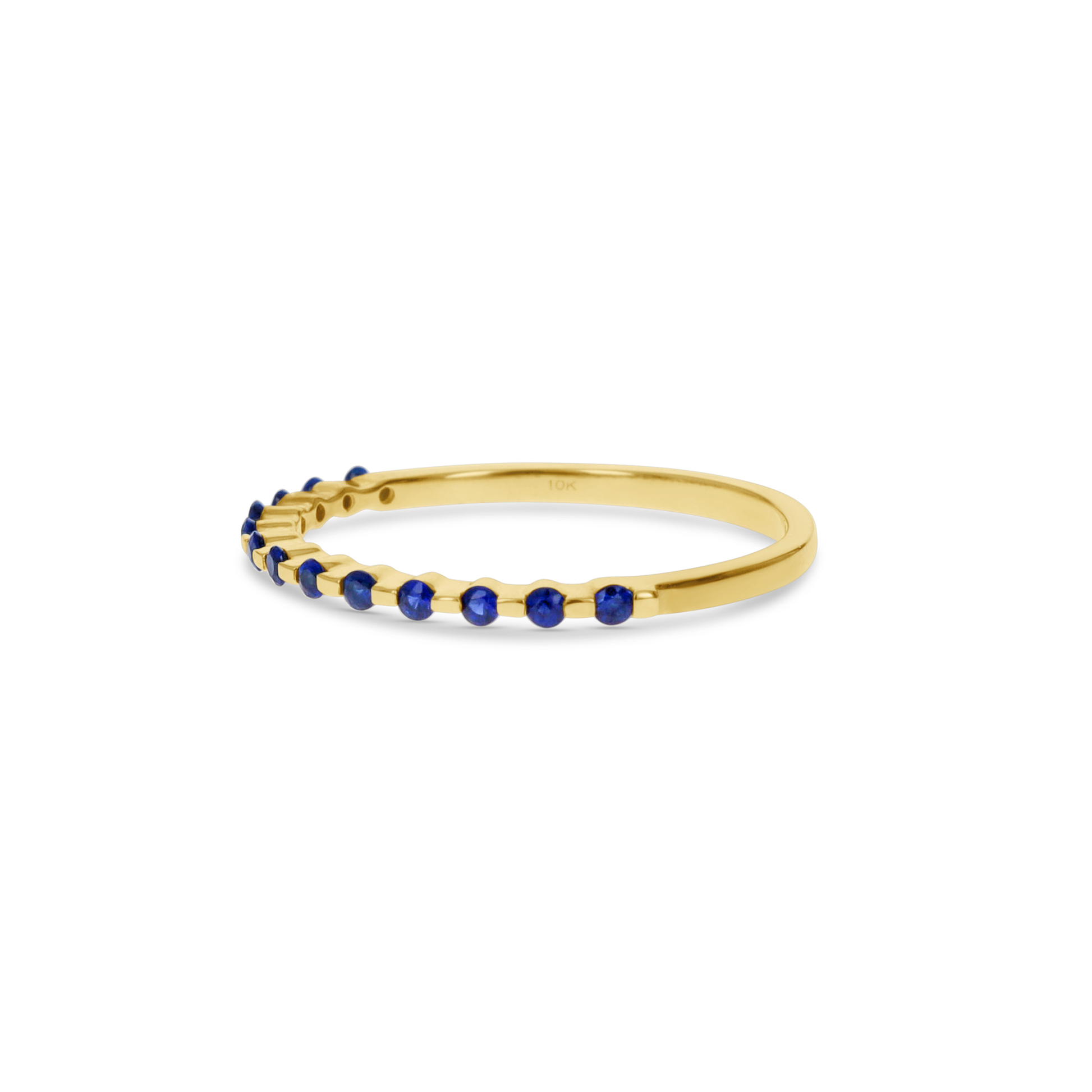Thin Blue Sapphire Ring in 10kt Yellow Gold