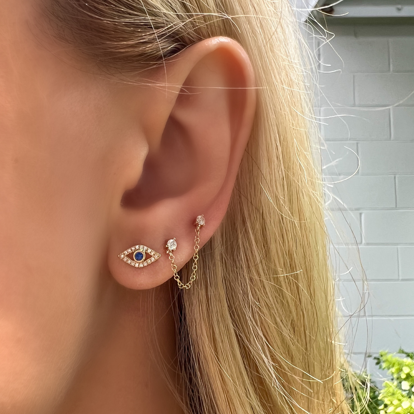 Diamond Evil Eye Dainty Stud earrings From Alexandra Marks Jewelry