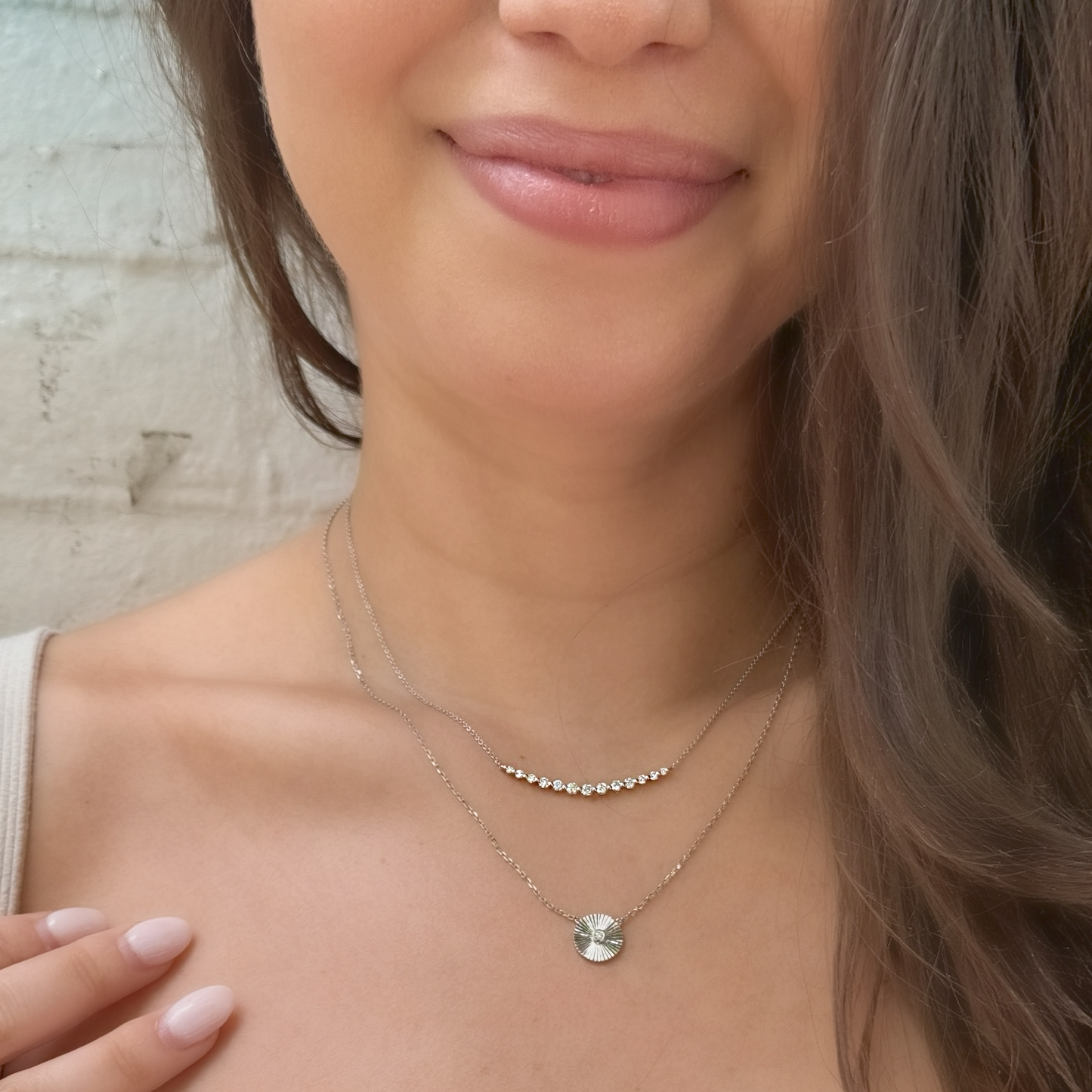 Diamond Bar Necklace in White Gold From Alexandra Marks Jewelry