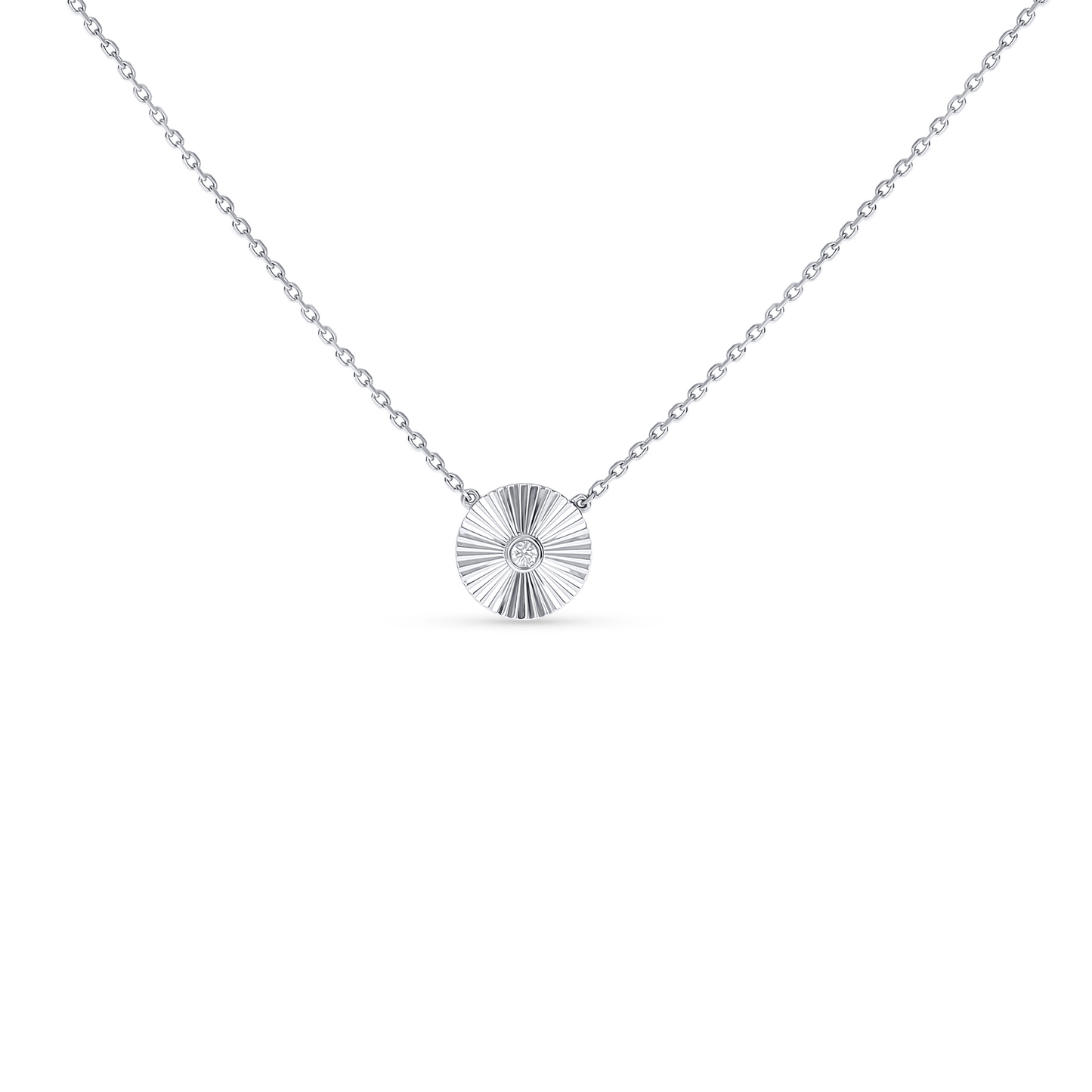 White Gold Elegant Disc Necklace from Alexandra Marks Jewelry