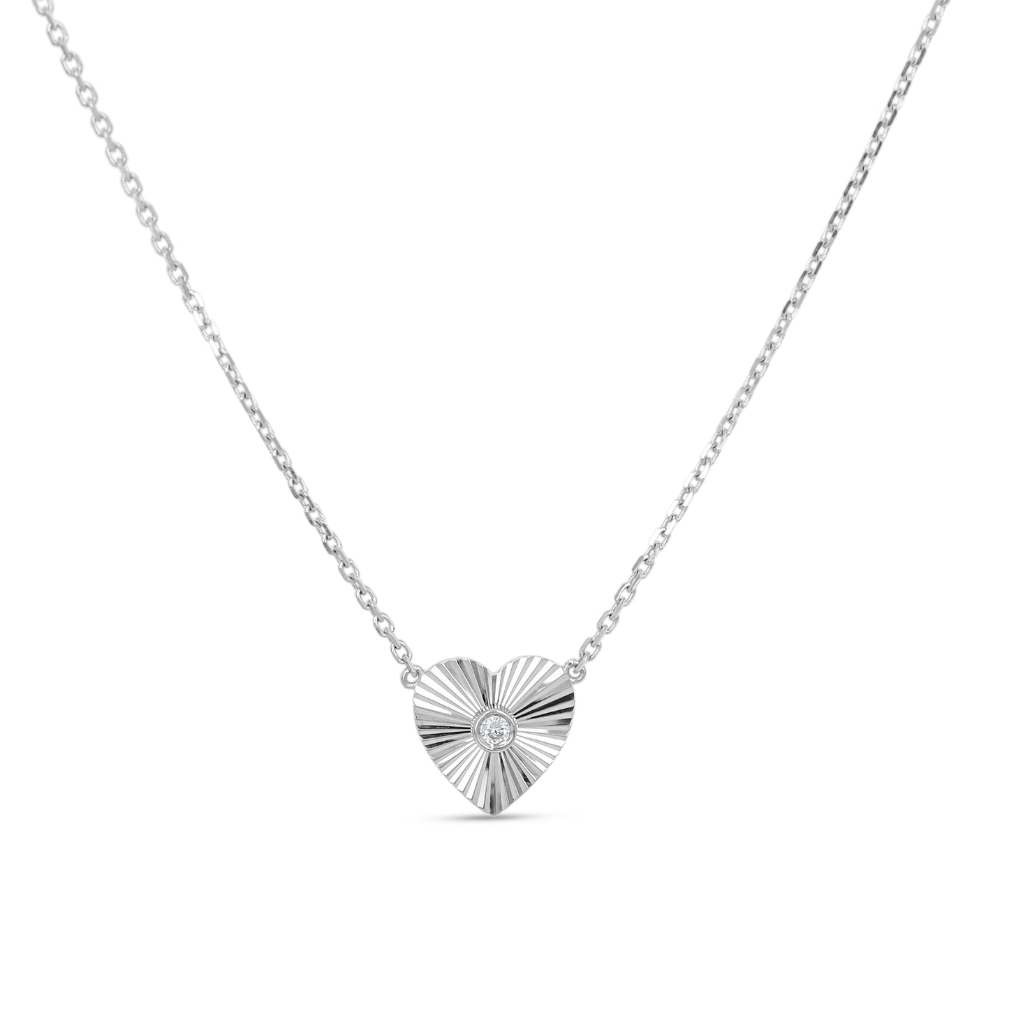 Starburst Diamond Heart Necklace in 14kt White Gold- Alexandra Marks Jewelry