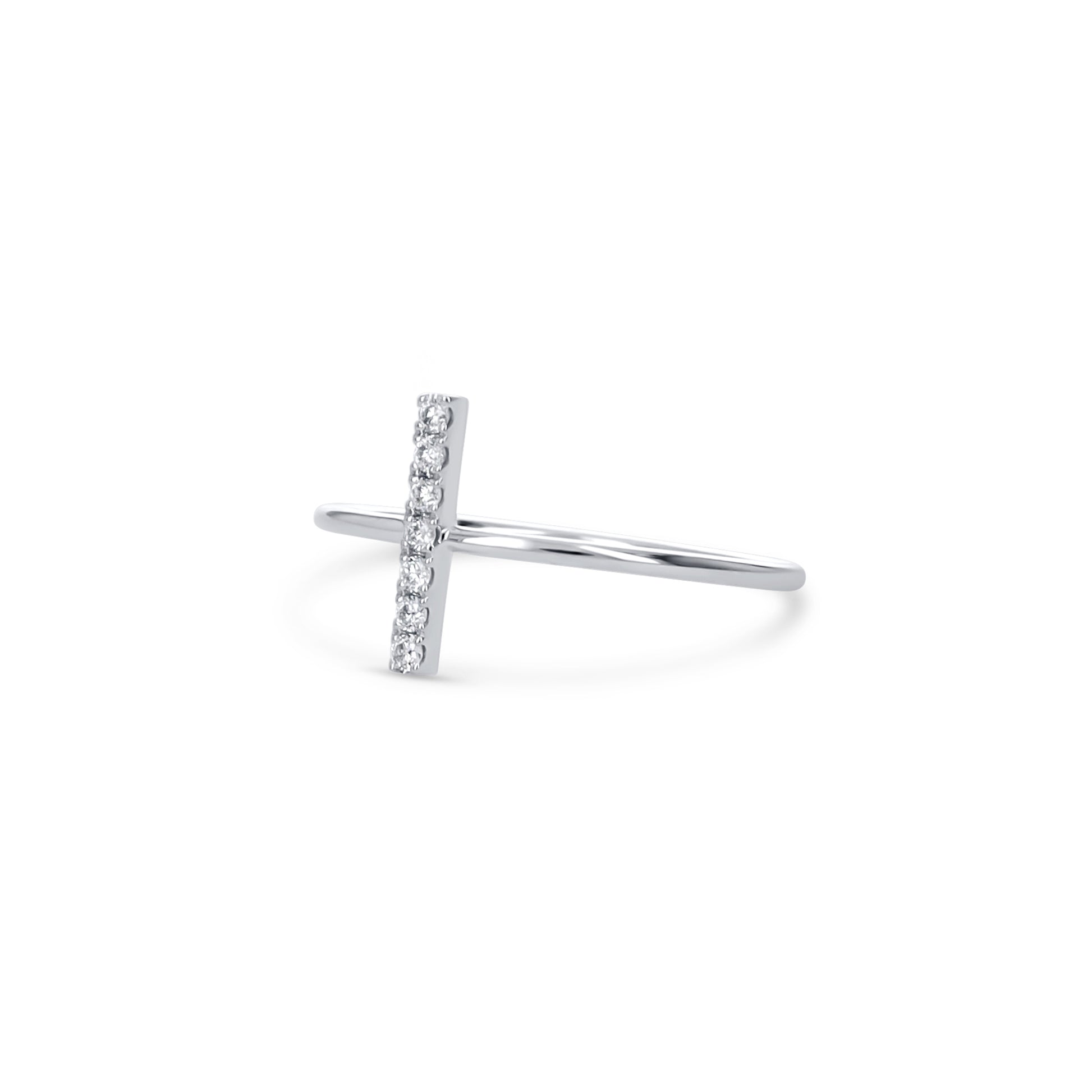 Simple Diamond Bar Ring 14kt White Gold from Alexandra Marks Jewelry