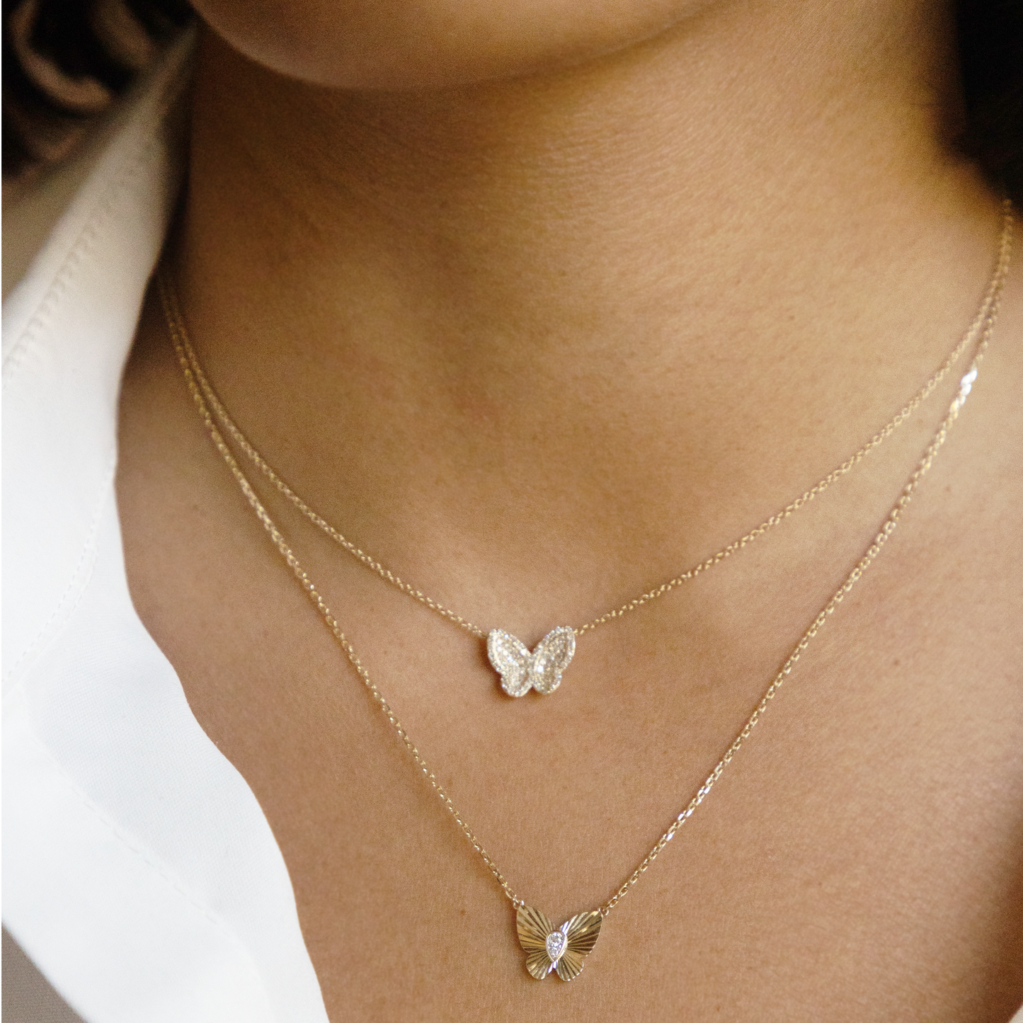 Diamond Butterfly Necklace in 14kt Yellow Gold | Alexandra Marks Jewelry