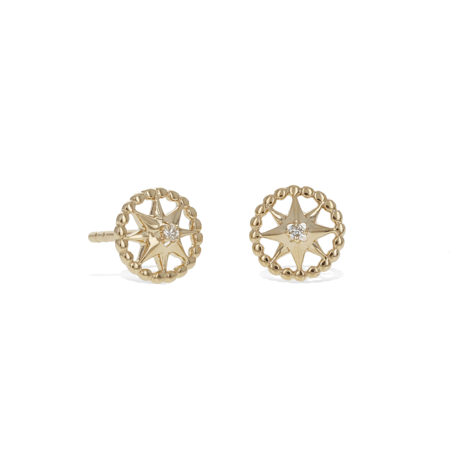 14kt Gold & Diamond Compass Stud Earrings from Alexandra Marks Jewelry