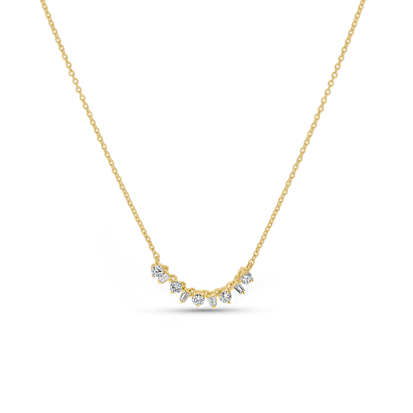Mixed Diamond Bar Necklace in Gold from Alexandra Marks Jewelry