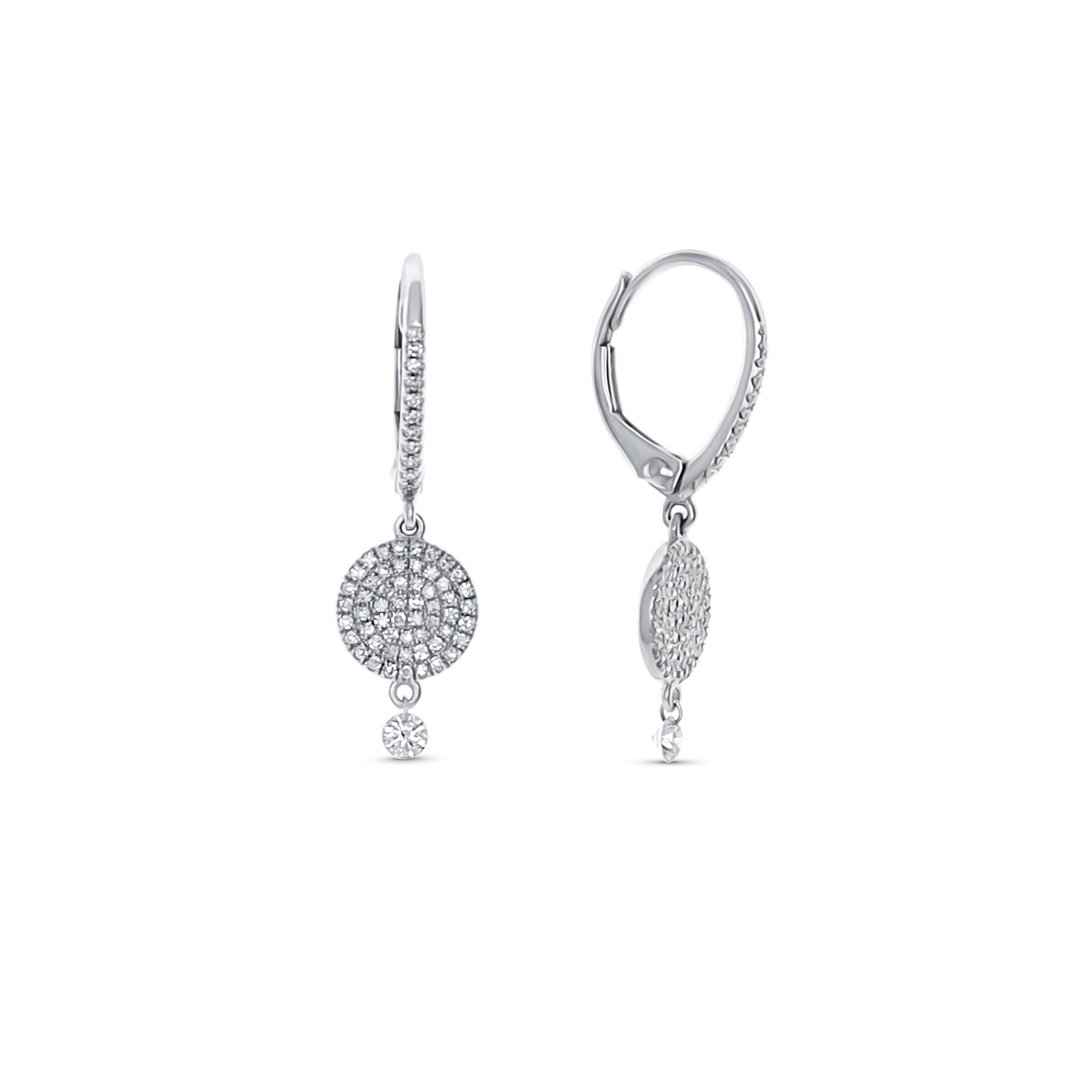 Pave' Diamond Charm Drop Earrings in White Gold | Alexandra Marks Jewelry