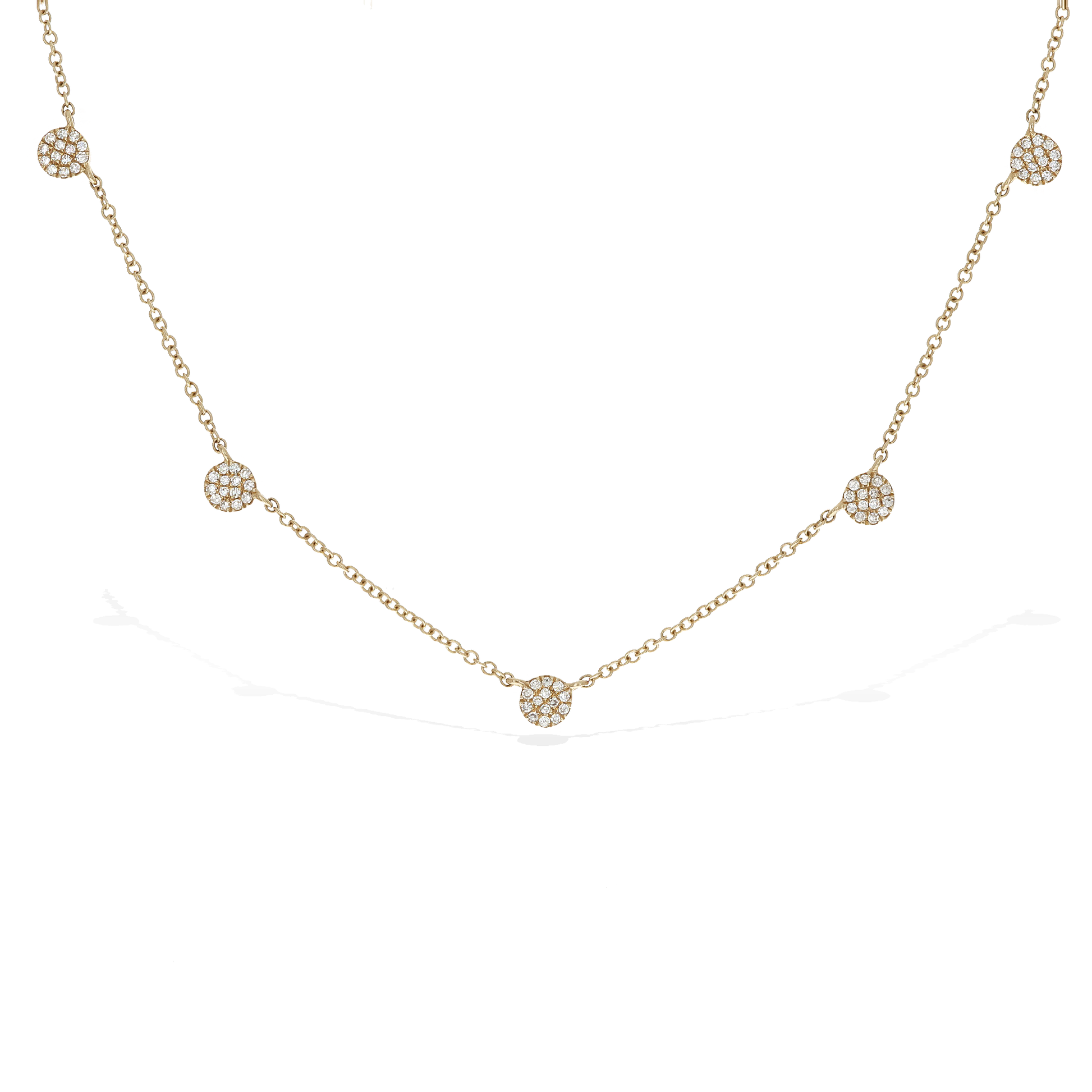 7 Pave' Round Diamond Station Gold Necklace from Alexandra Marks jewelry in Chicago