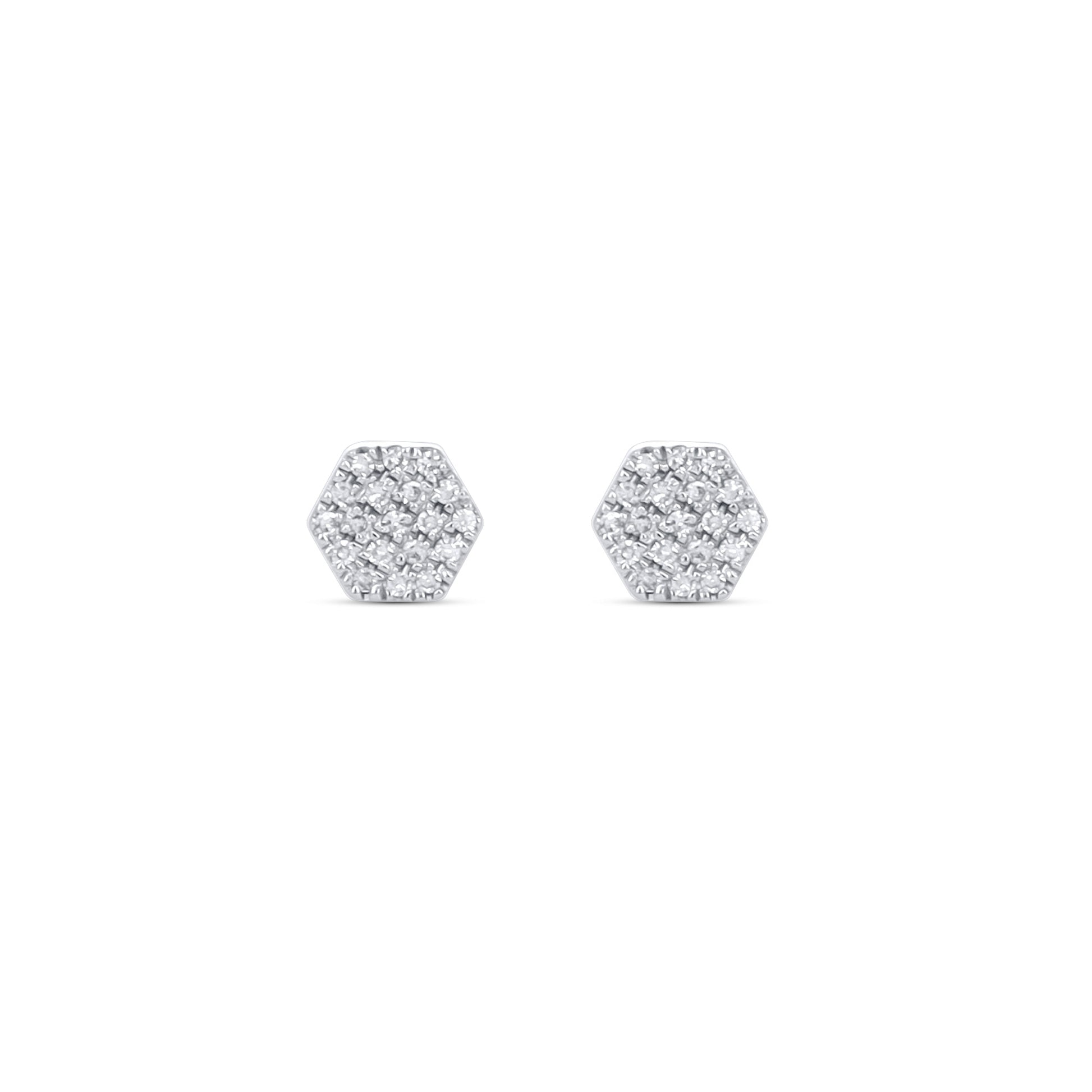 Diamond Hexagon Stud Earrings in White Gold | Alexandra Marks Jewelry