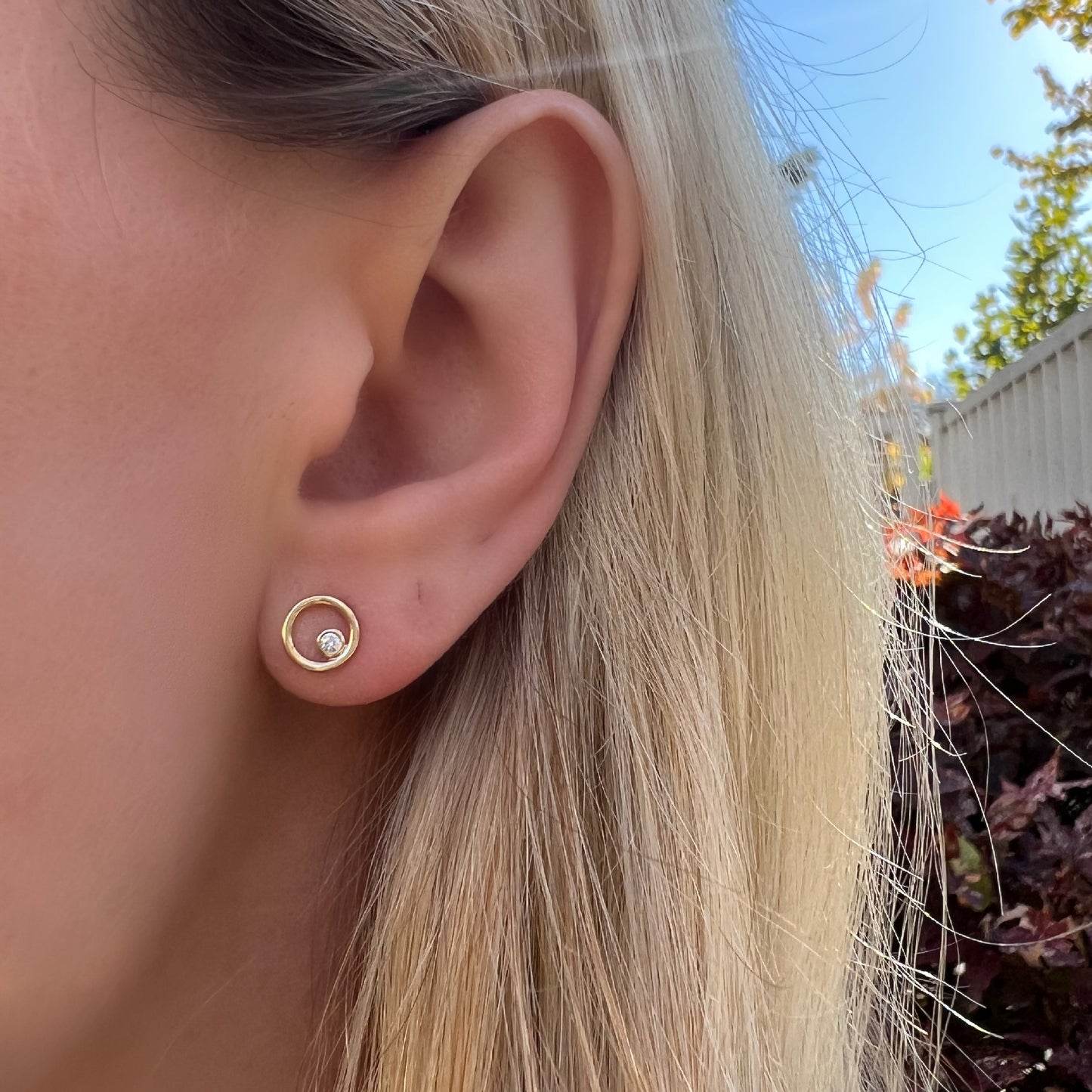 Classic Diamond Circle Stud Earrings in Gold from Alexandra Marks Jewelry