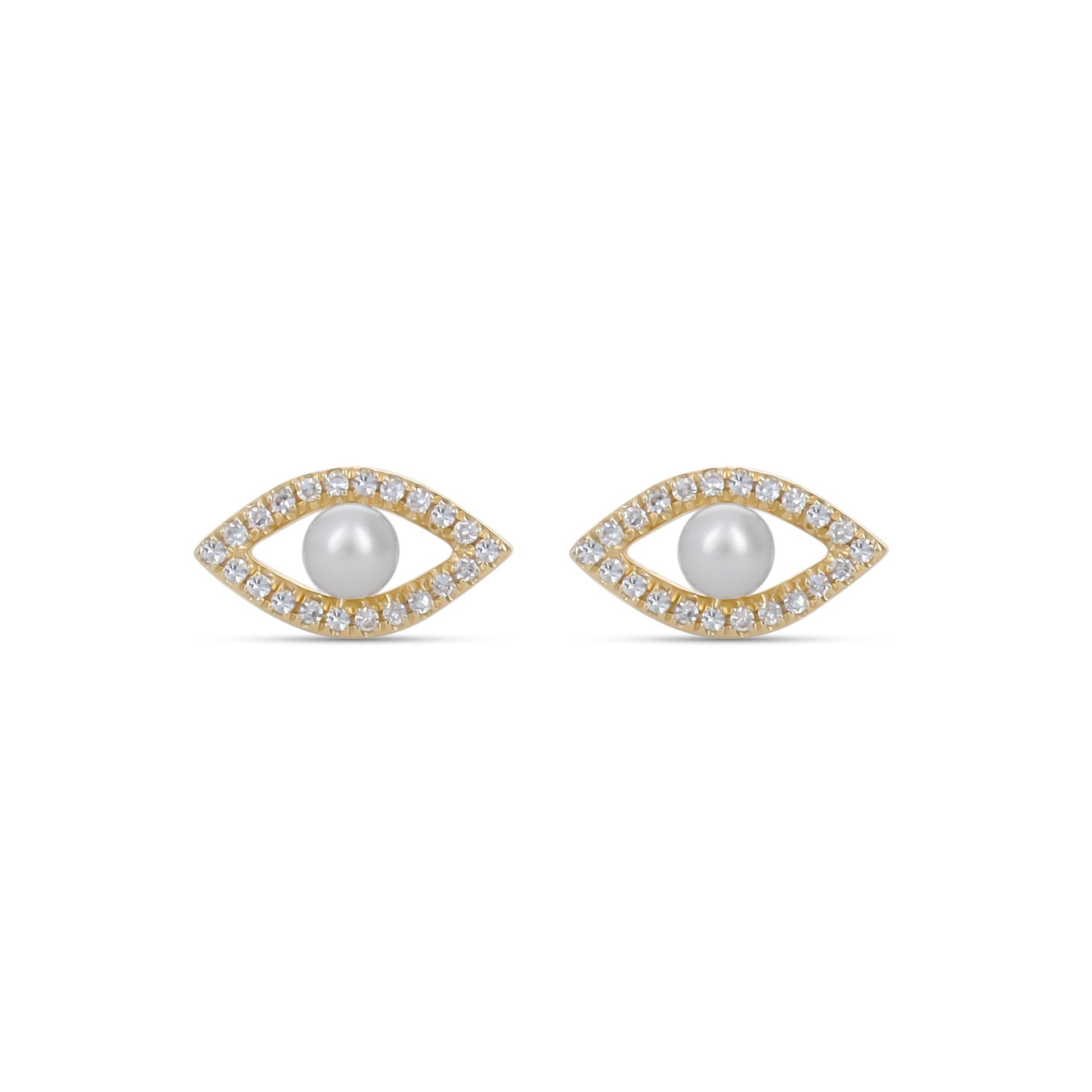 White Pearl Evil Eye Stud Earrings from Alexandra Marks Jewelry
