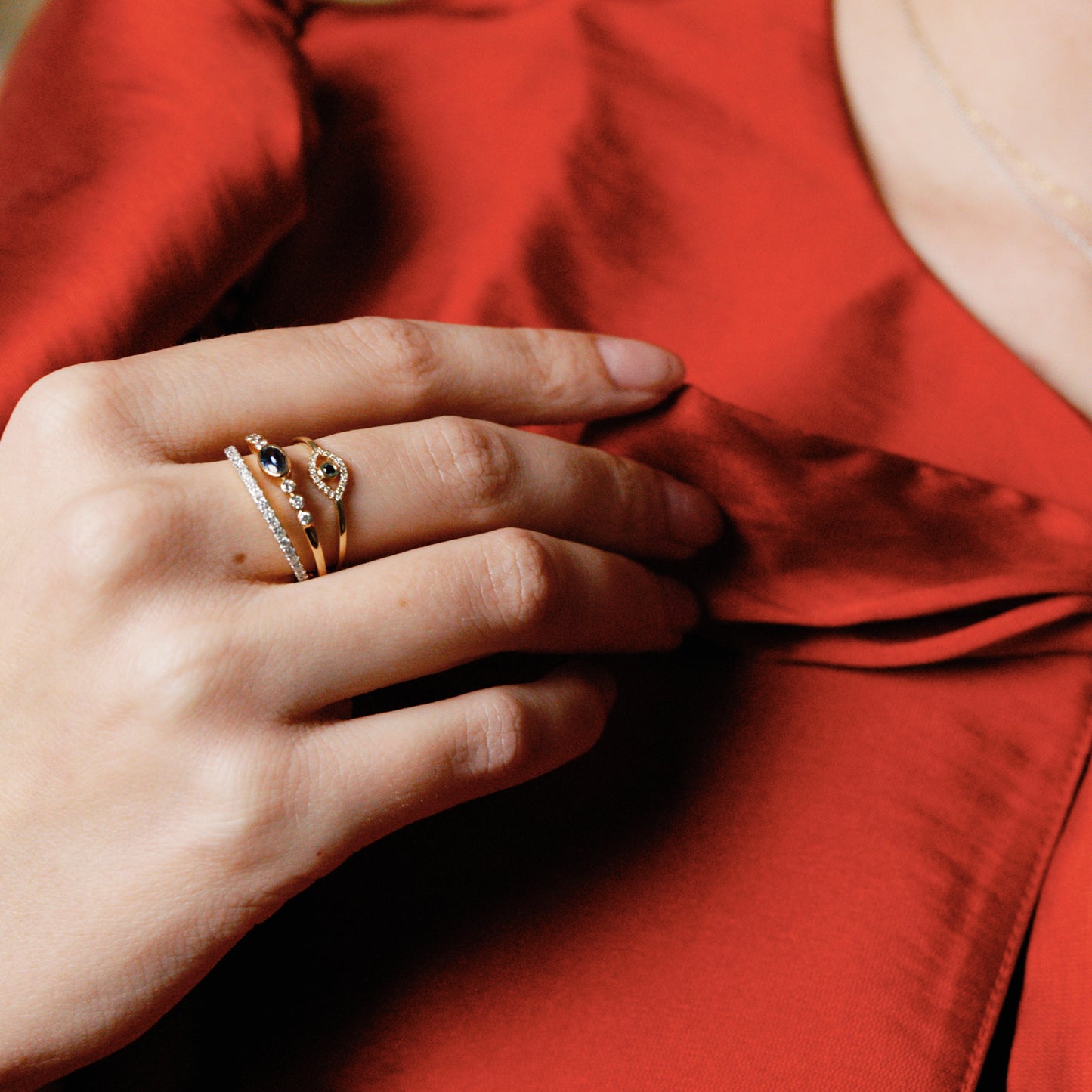 Sapphire and Diamond Dainty Rings from Alexandra Marks Jewelry