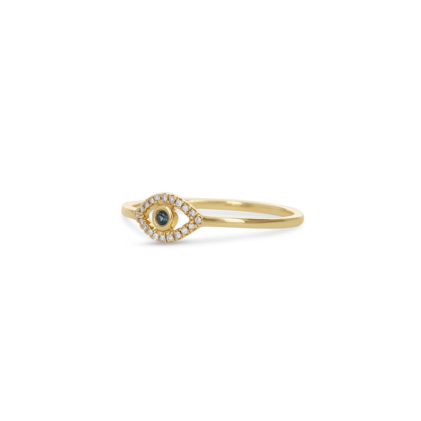 Mini Sapphire & Diamond Evil Eye Ring in 14kt Gold from Alexandra Marks Jewelry