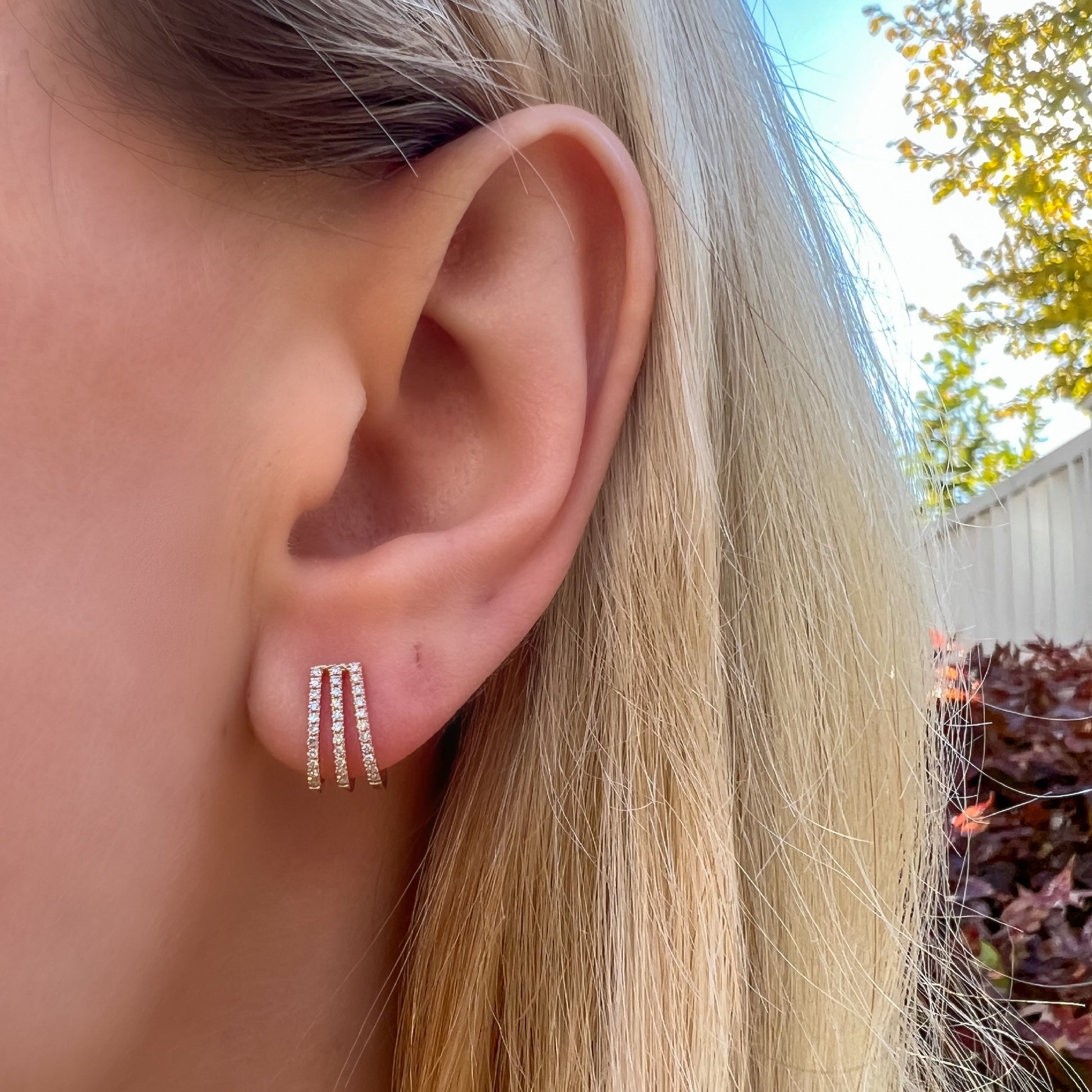 Diamond Curved Hoops from Alexandra Marks Jewelry
