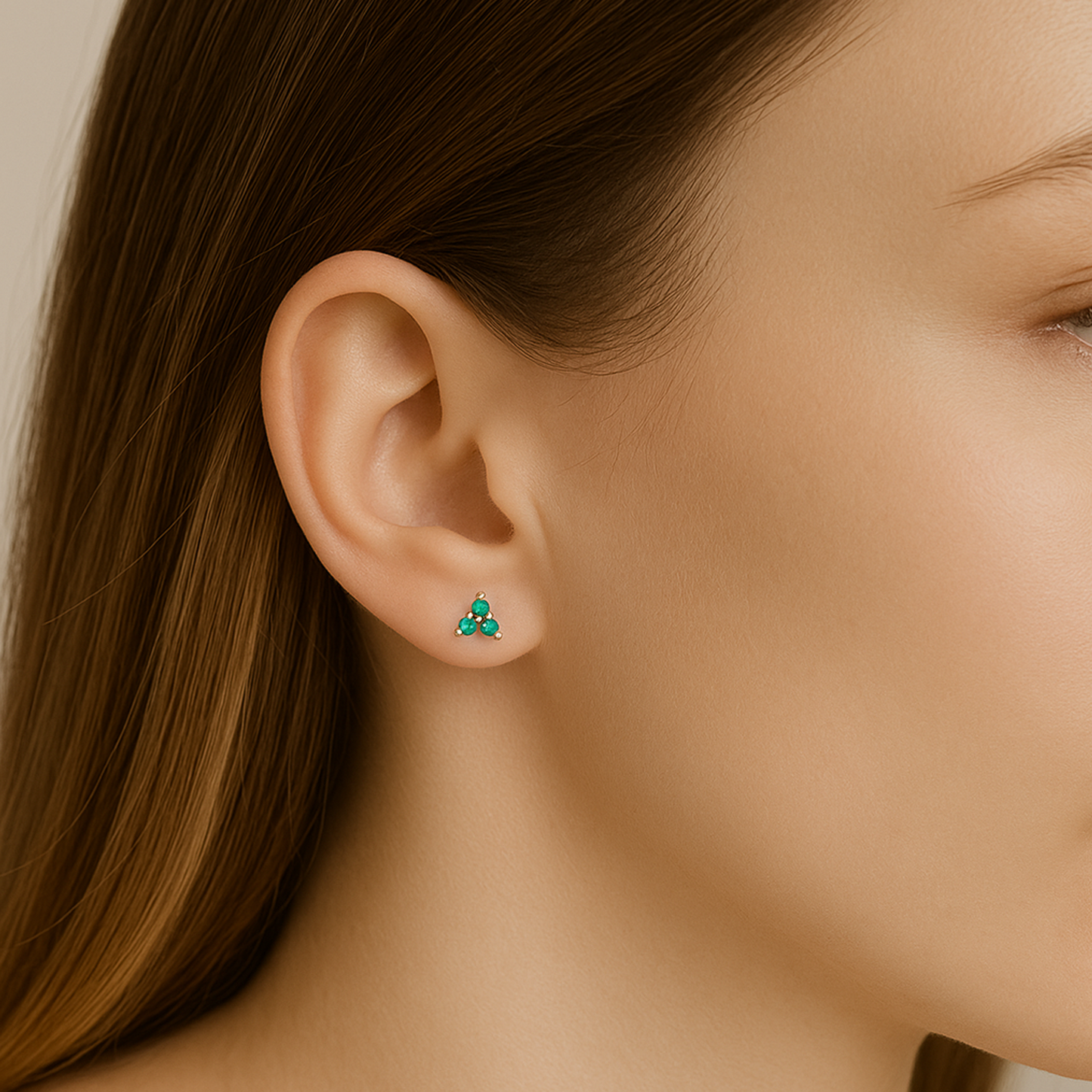 Emerald Flower Stud Earrings