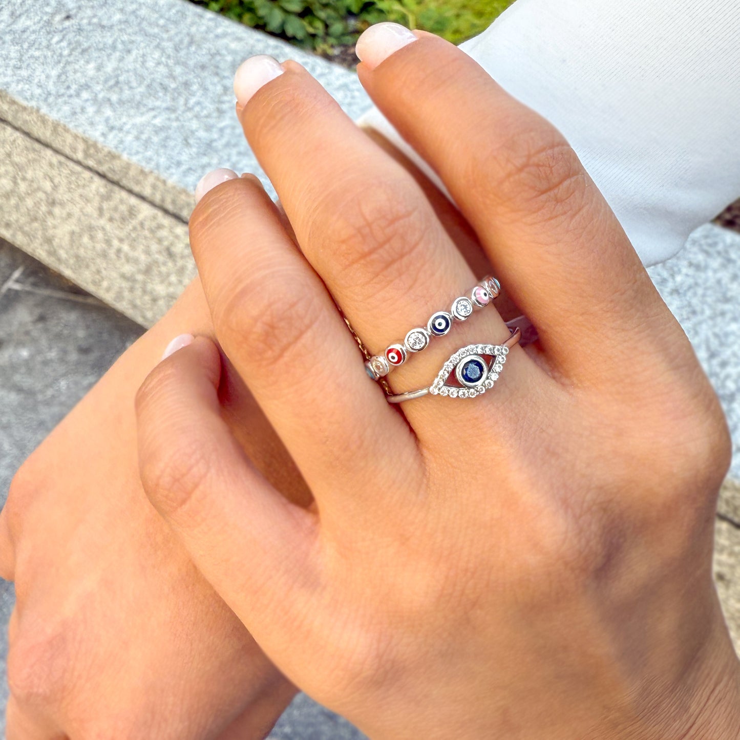 Evil Eye Rings in Silver From Alexandra Marks Jewelry