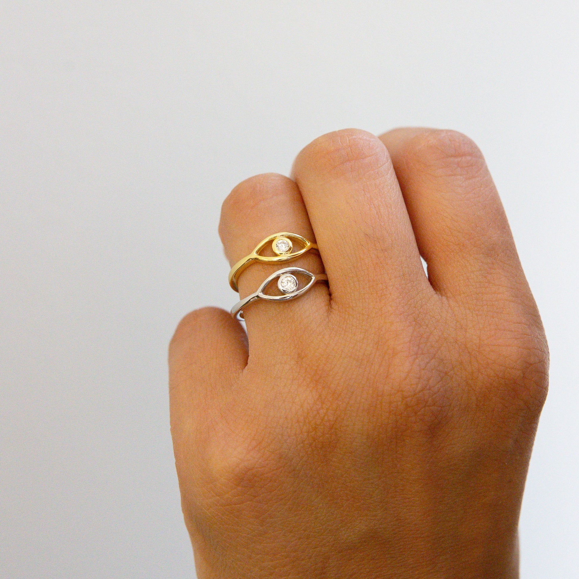 Simple Evil Eye Rings in Gold & Silver