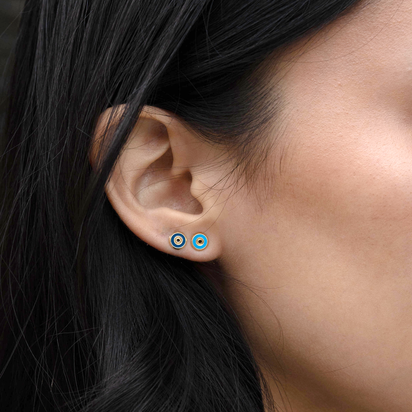 Evil Eye Stud Earrings in 14kt Yellow Gold