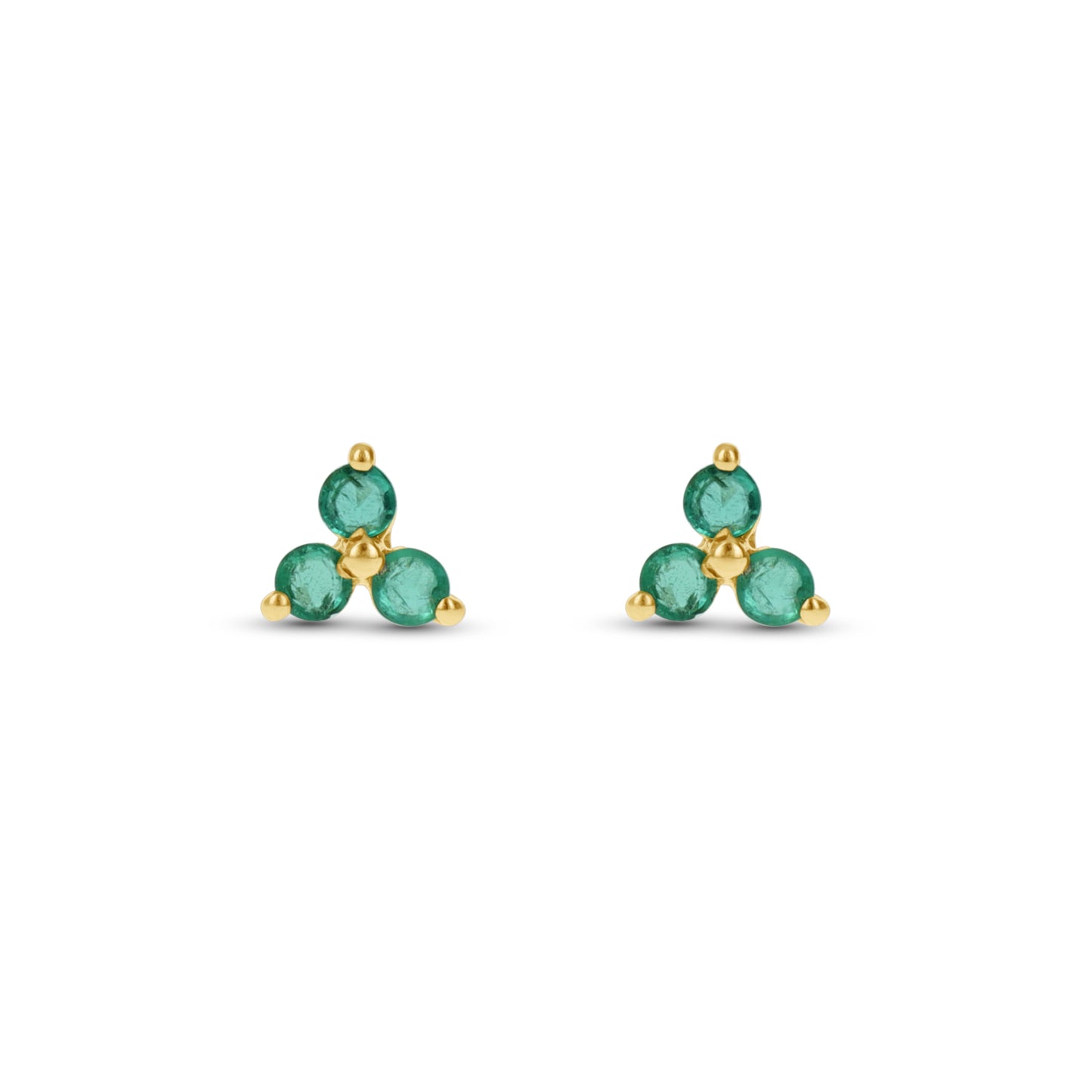 Mini Birthstone Gemstone Emerald Earrings in Gold