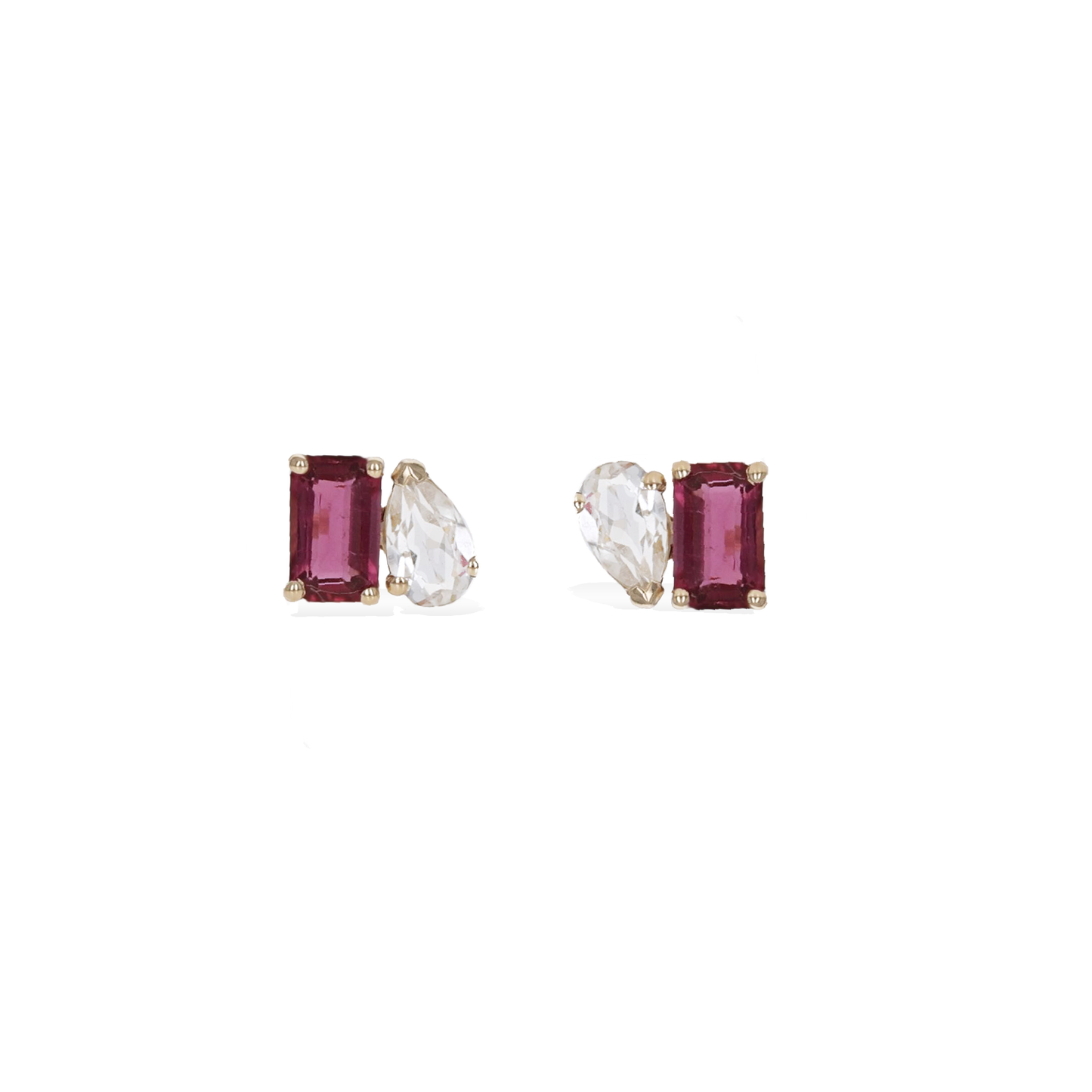 Toi et Moi Gemstone Stud Earrings in 14k gold from Alexandra marks jewelry