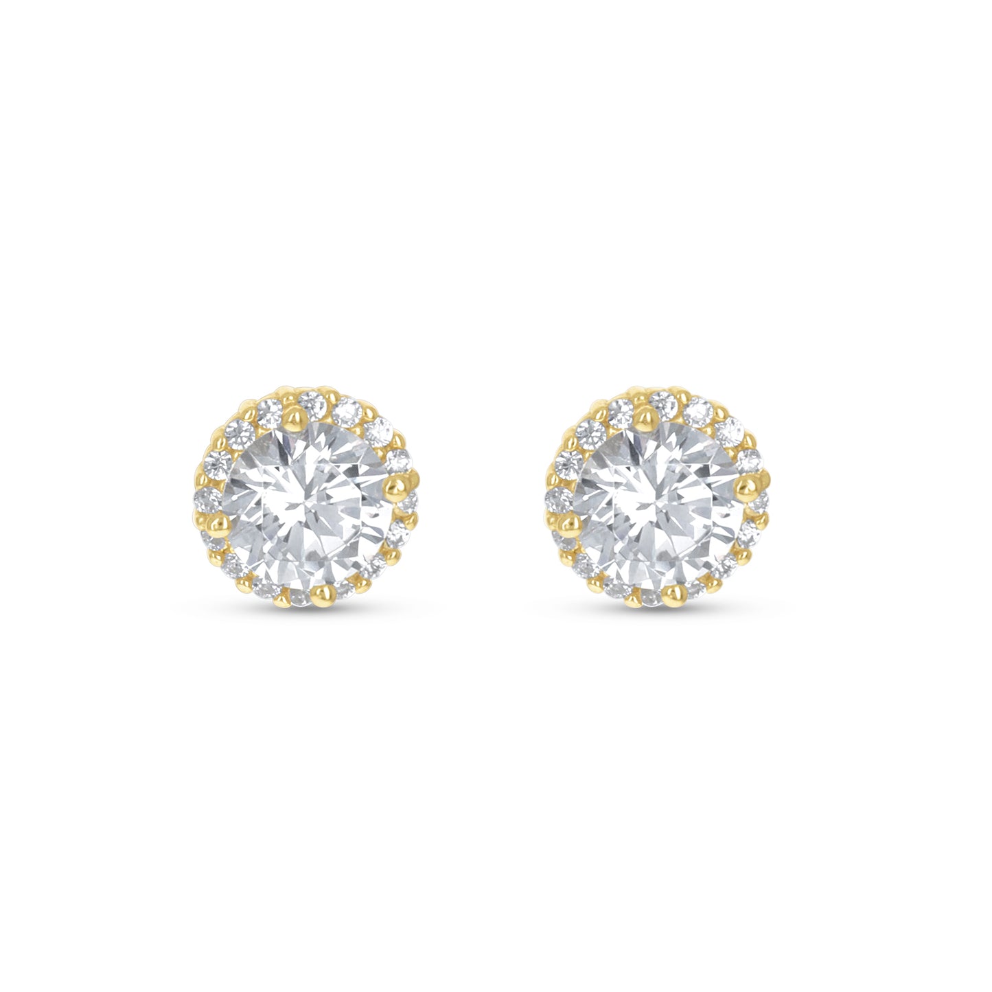 Round Gold Halo Stud Earrings - Alexandra Marks