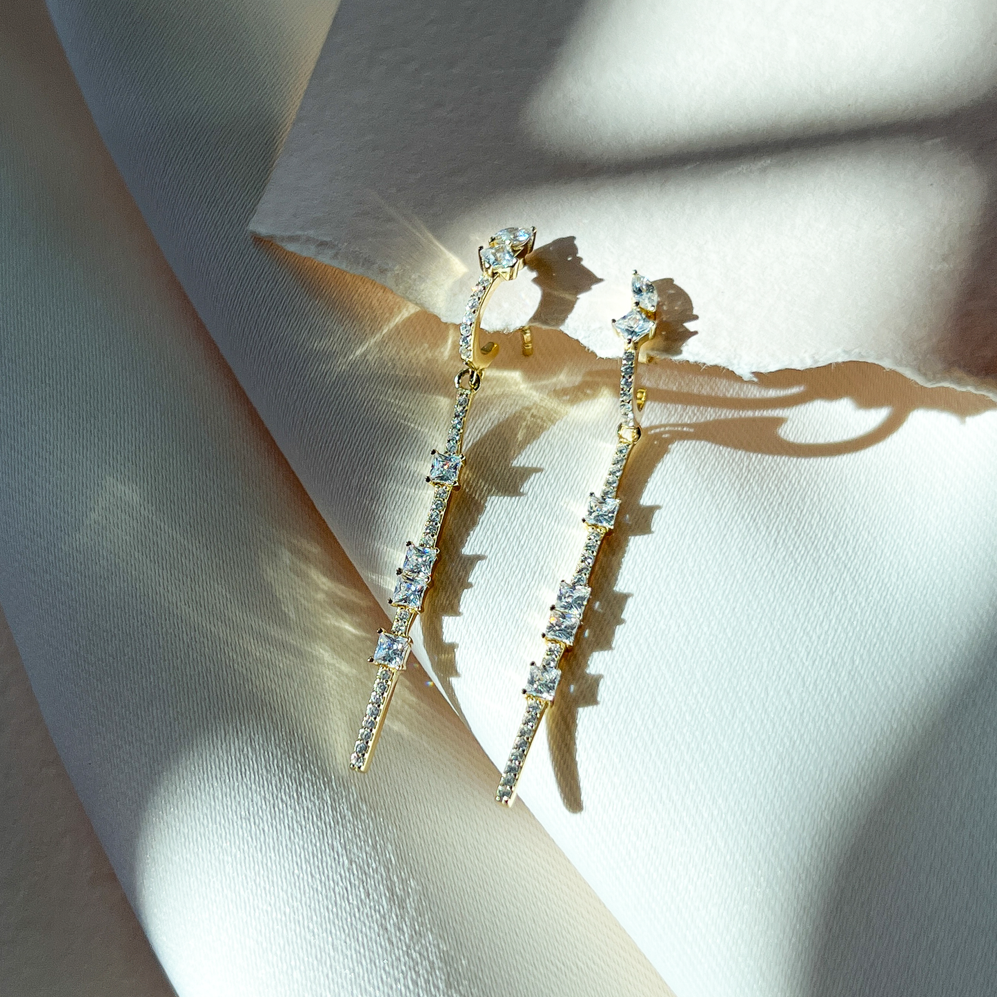 CZ Drop Earrings in Gold