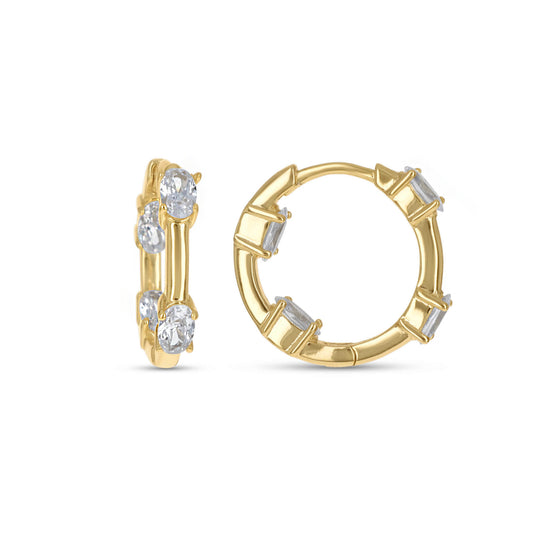 Gold Oval CZ Hoop Earrings from Alexandra Marks Jewelry