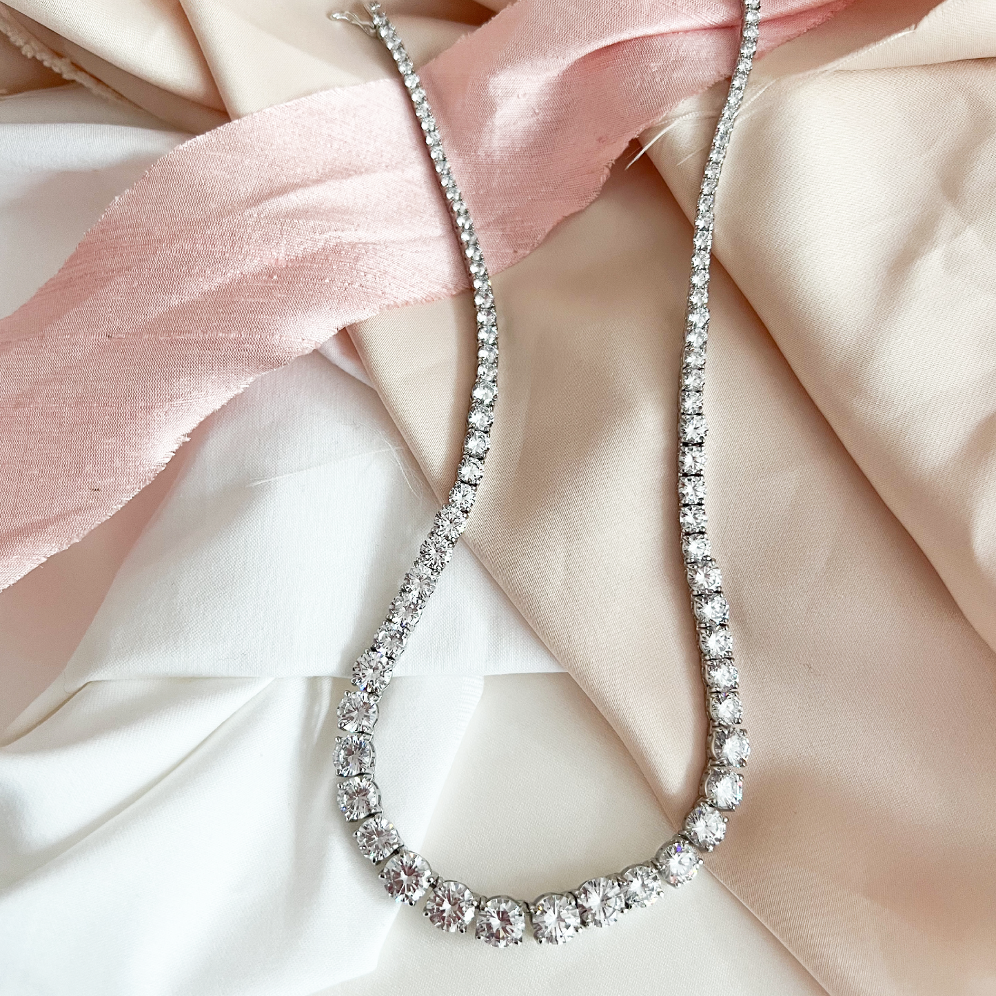Graduated Cubic Zirconia Round Tennis Necklace from Alexandra Marks Jewelry