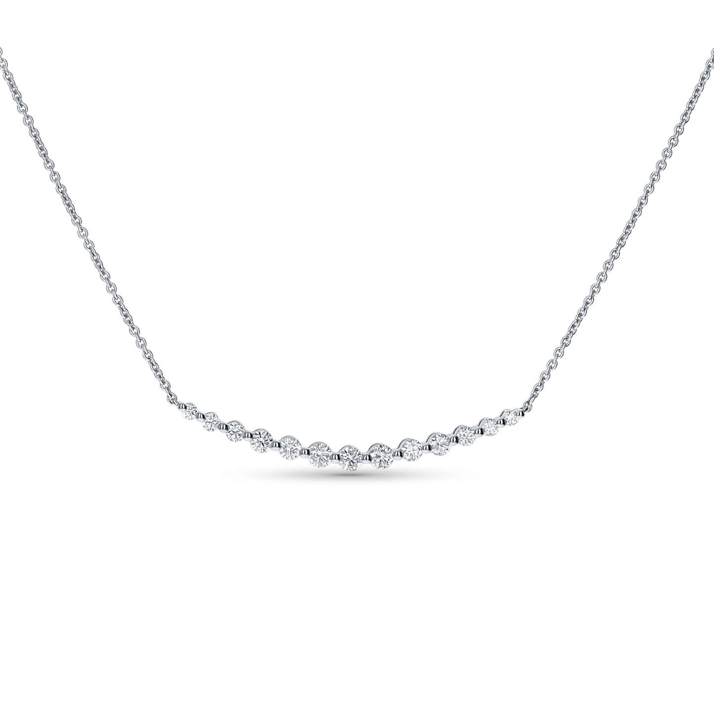 Graduated Diamond Bar Necklace in White Gold From Alexandra Marks Jewelry