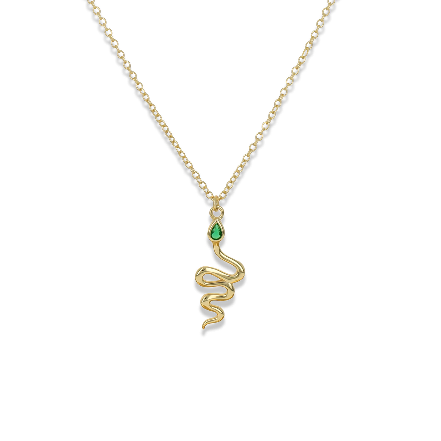 Green Snake Necklace in Gold | Alexandra Marks Jewelry
