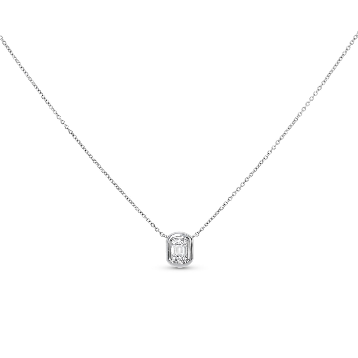 Modern 14kt White Gold Diamond Necklace from Alexandra Marks Jewelry