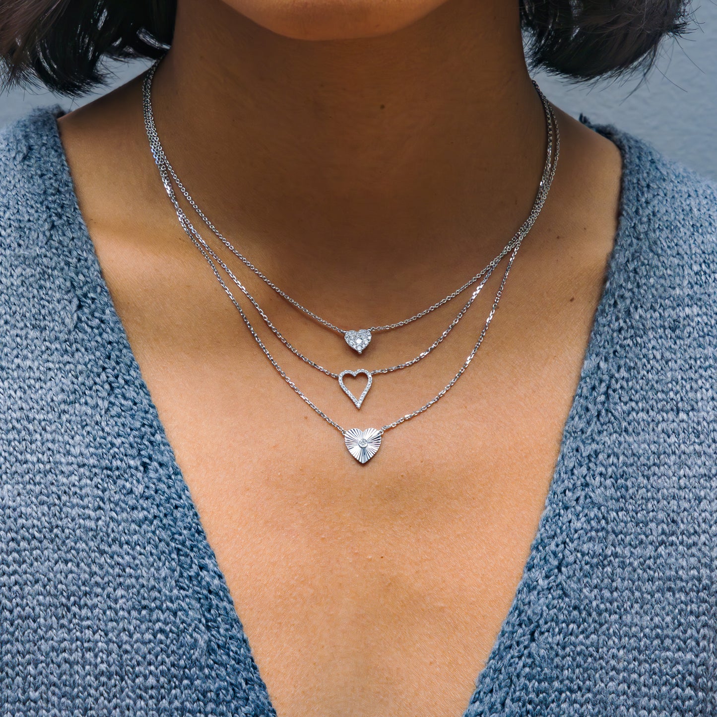 Diamond Heart Necklaces in 14kt White Gold | Alexandra Marks Jewelry