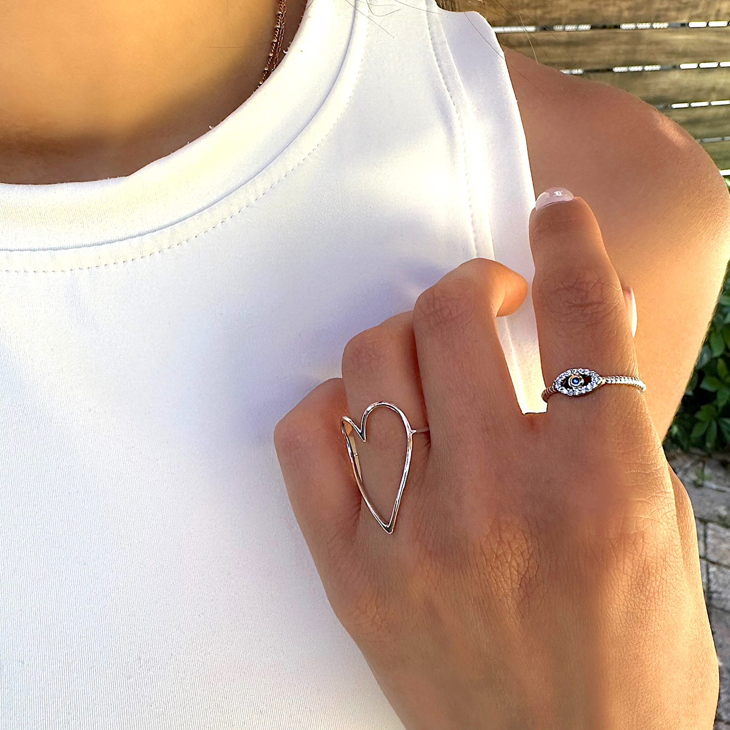 Silver Open Heart Ring
