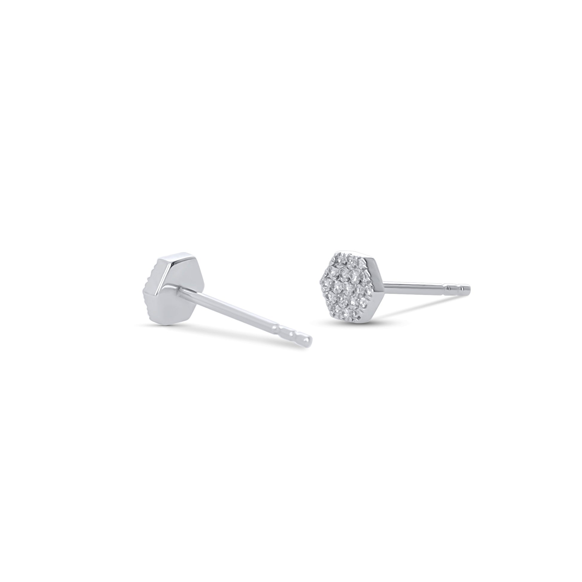 Mini Geometric Diamond Stud Earrings in White Gold from Alexandra Marks Jewelry