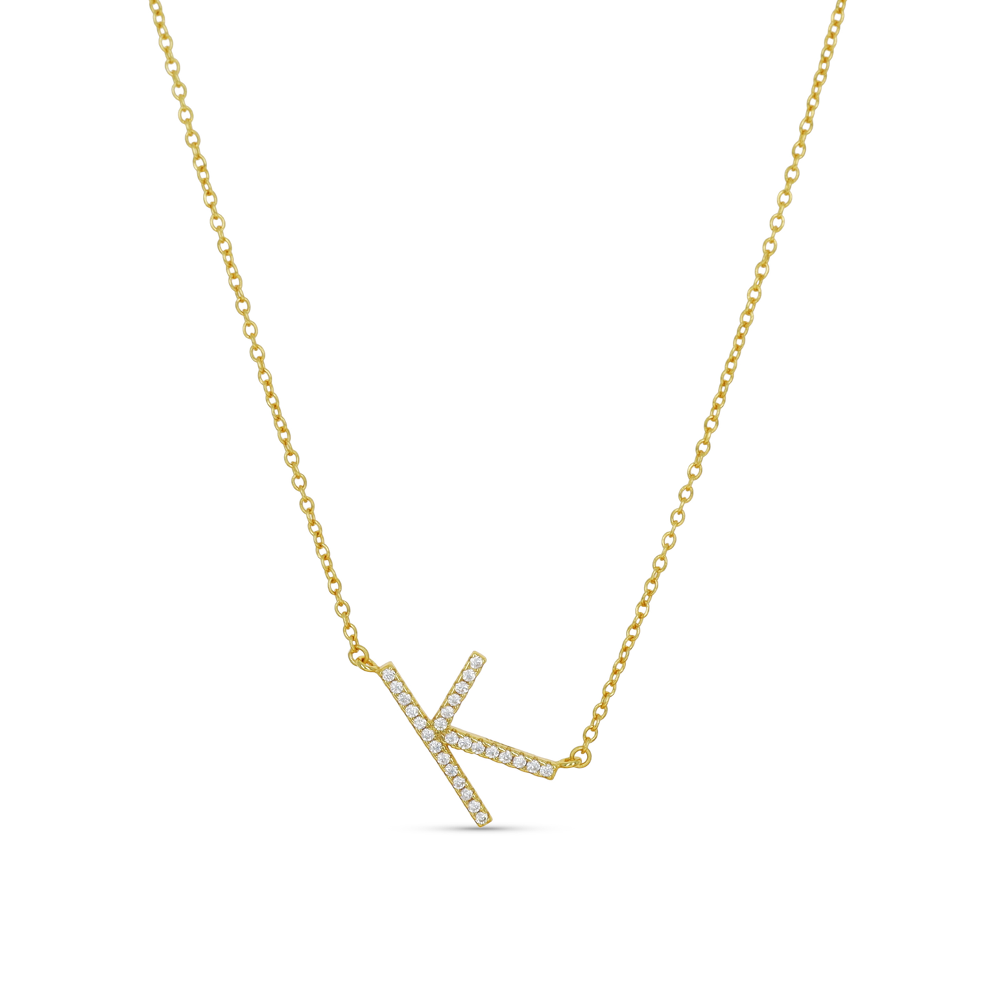 Letter K Initial Necklace in Gold | Alexandra Marks Jewelry