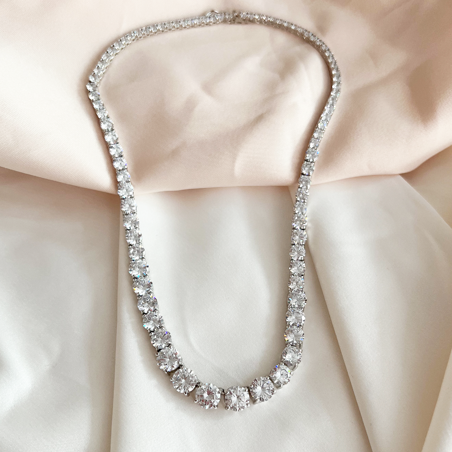 Large Riveria Tennis Necklace in Silver from Alexandra Marks Jewelry
