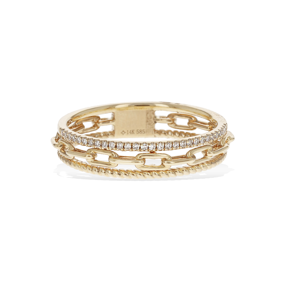 Stacked Illusion Chain Diamond Ring in Gold | Alexandra Marks Jewelry