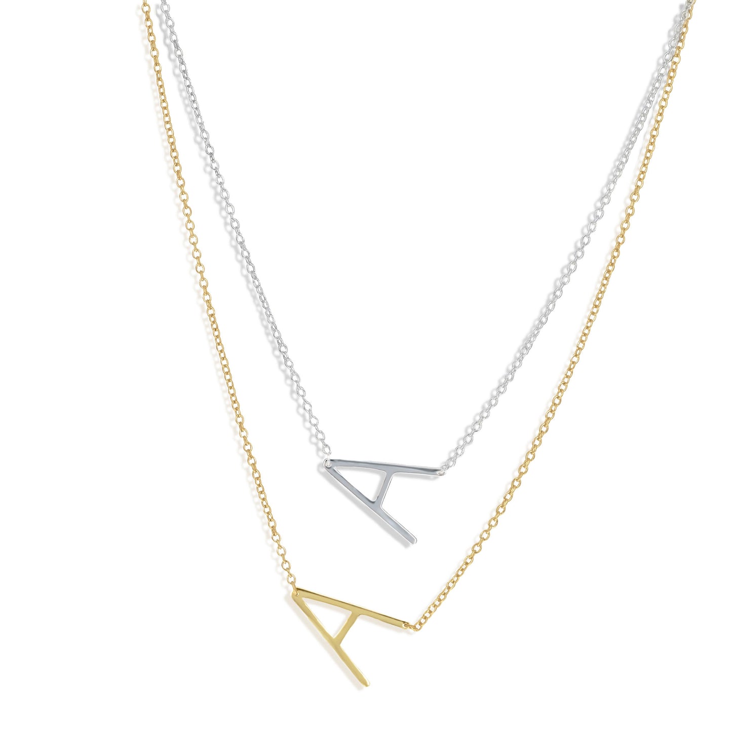 Letter A Initial Necklace in Gold & Silver | Alexandra Marks