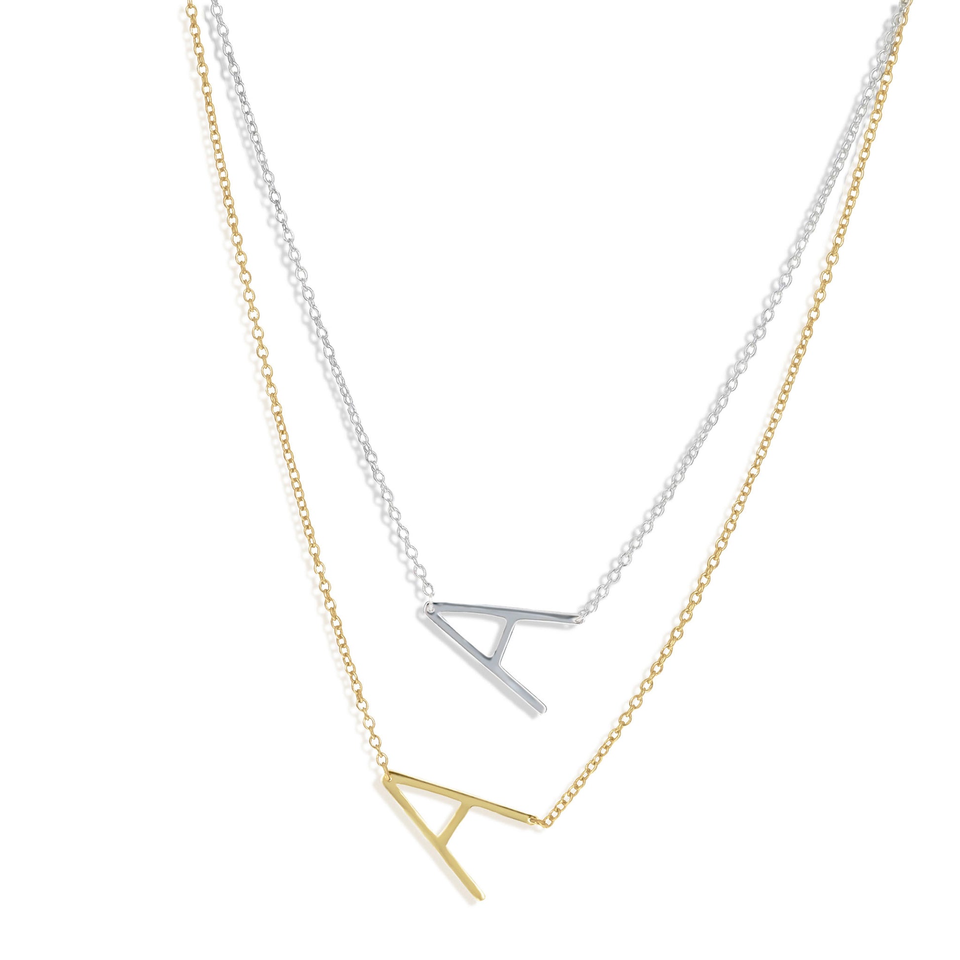 Letter A Initial Necklace in Gold & Silver | Alexandra Marks