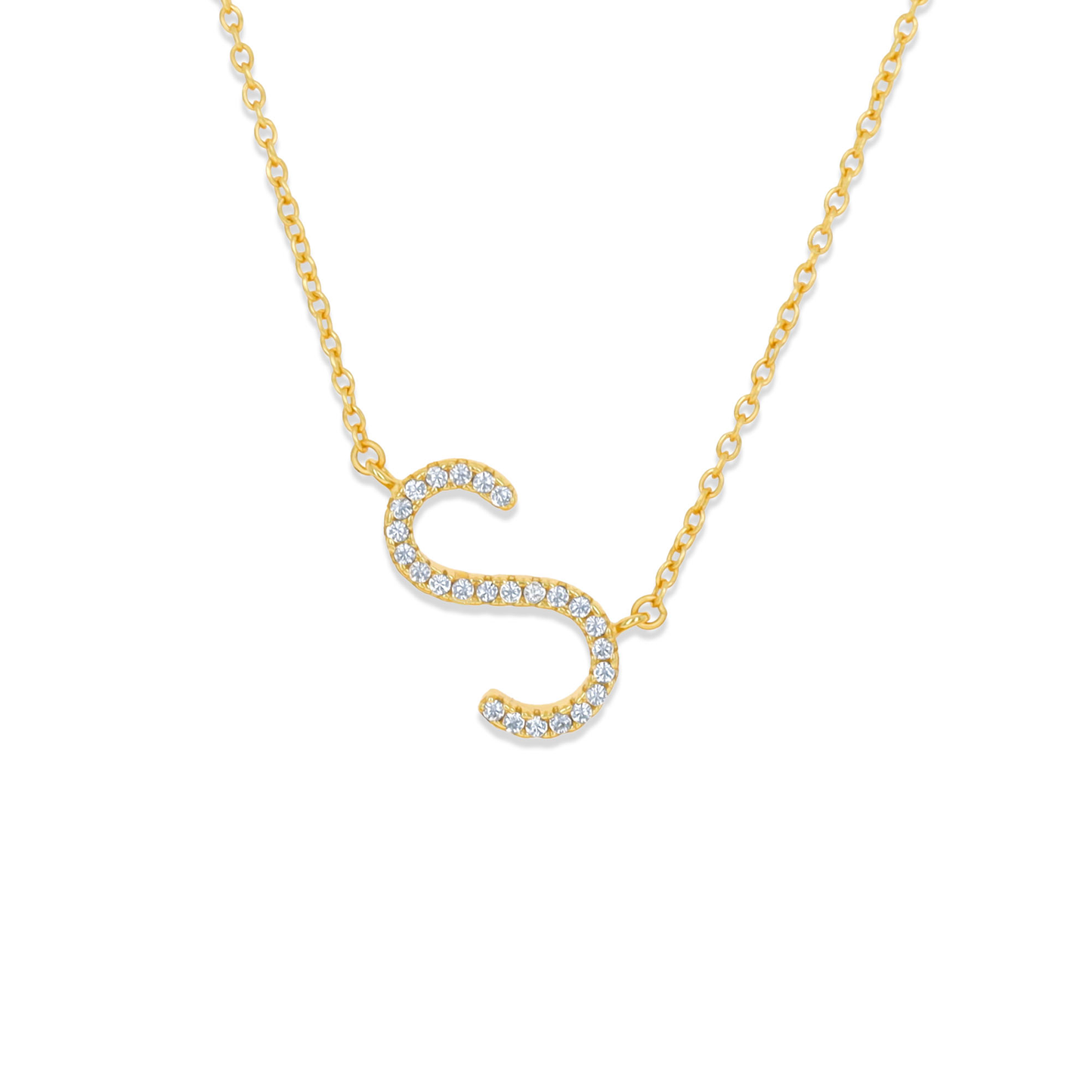 Gold Letter S Initial Necklace
